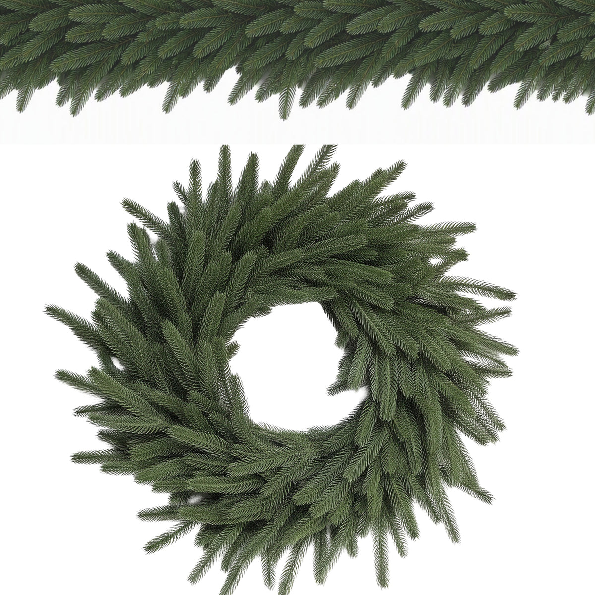 Green wreath 100% PE 60cm decoration as vivid 3D decoration