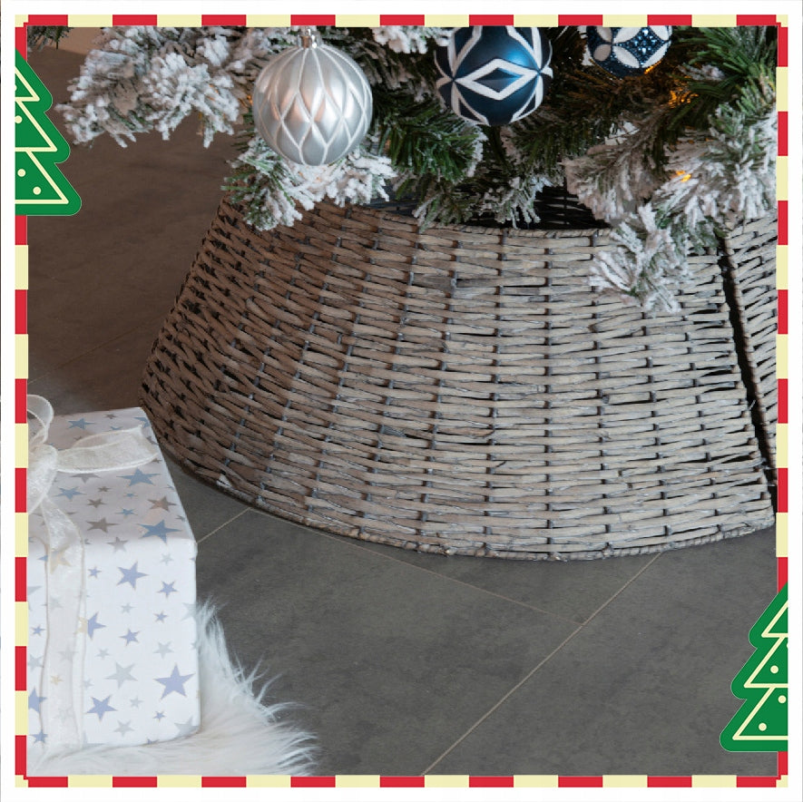 Grey Wicker Cover for Christmas Tree Stand for Christmas Tree BOHO fi 70 cm Packaging status original