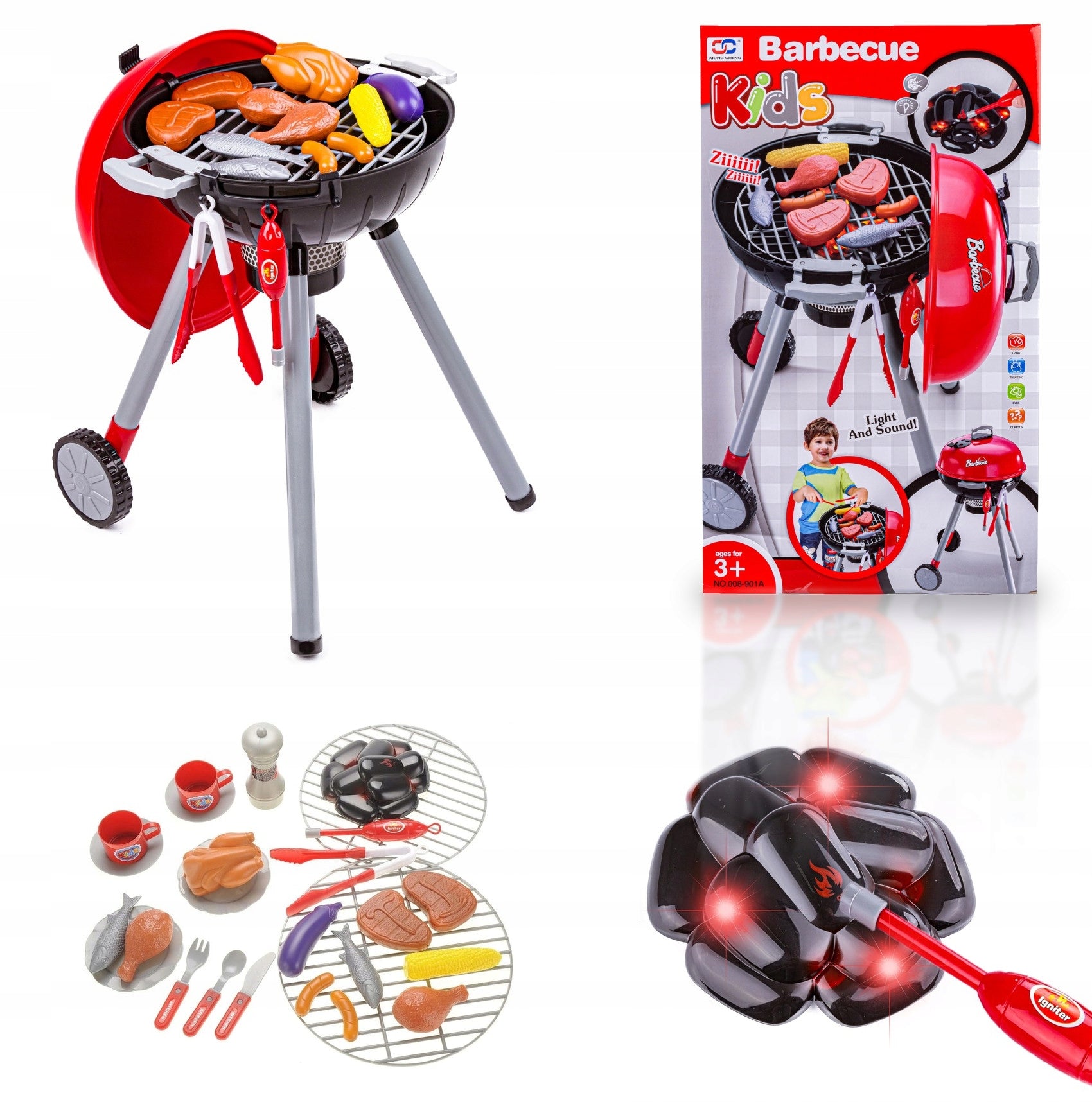 Grill On Wheels With Lid Grating Accessories Charcoal Lighter Light Effects Brand DK