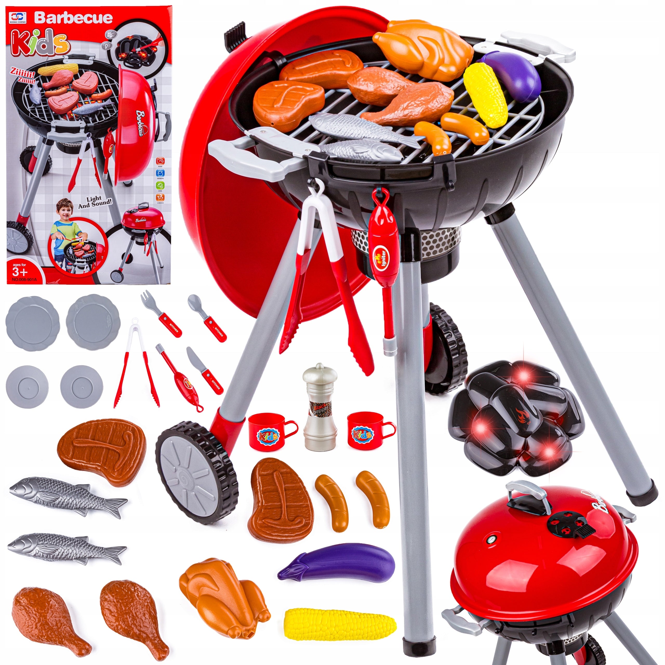Grill On Wheels With Lid Grating Accessories Charcoal Lighter Light Effects