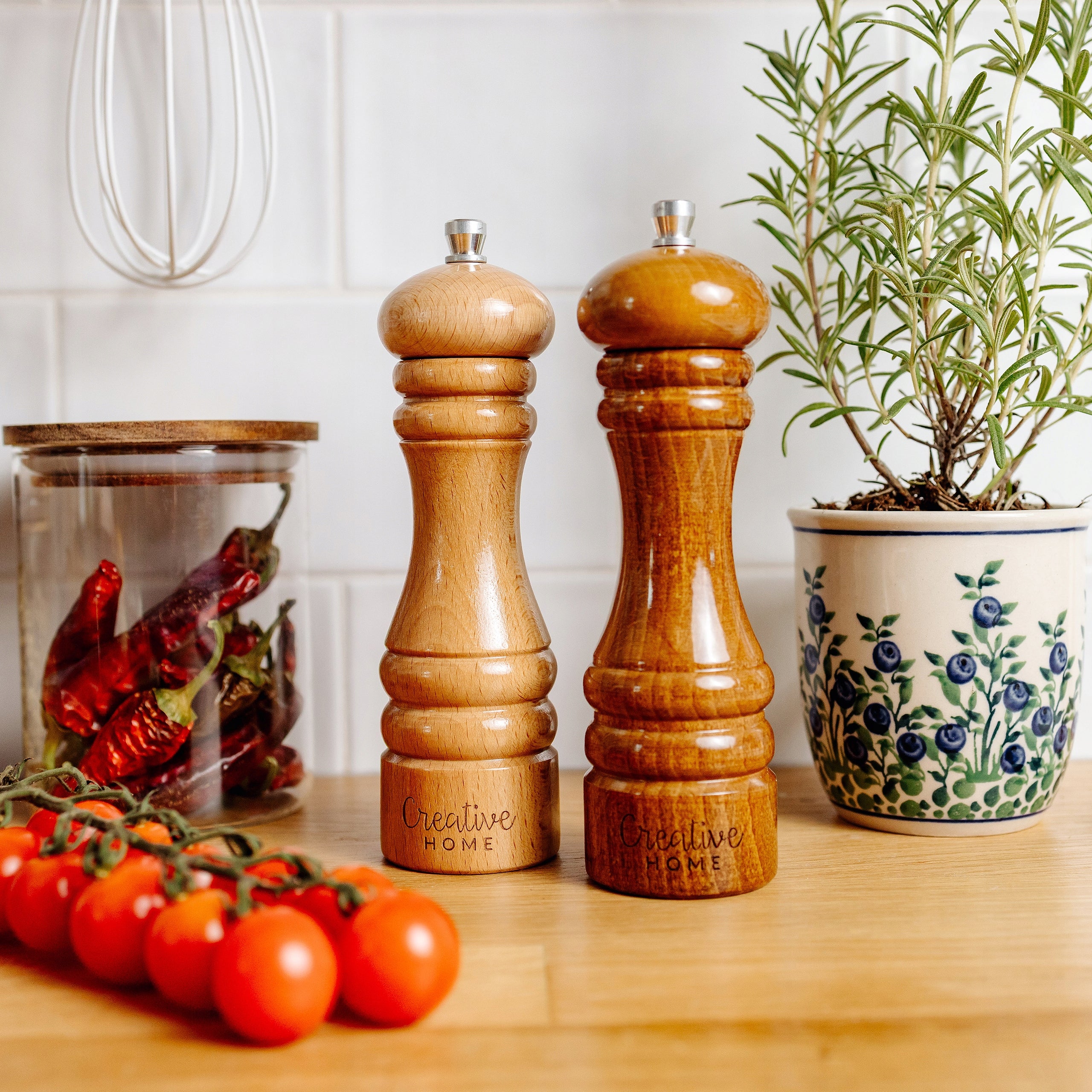 Grinders pepper and salt grinder, manual, wooden, natural, universal, 2 pcs Brand Creative Home