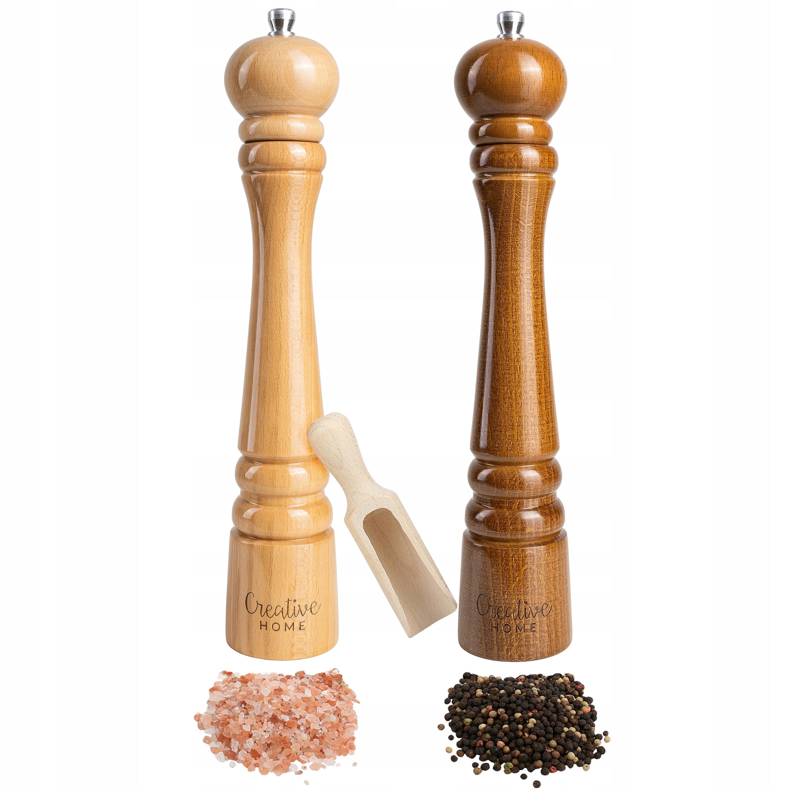 Grinders pepper and salt grinder, manual, wooden, natural, universal, 2 pcs