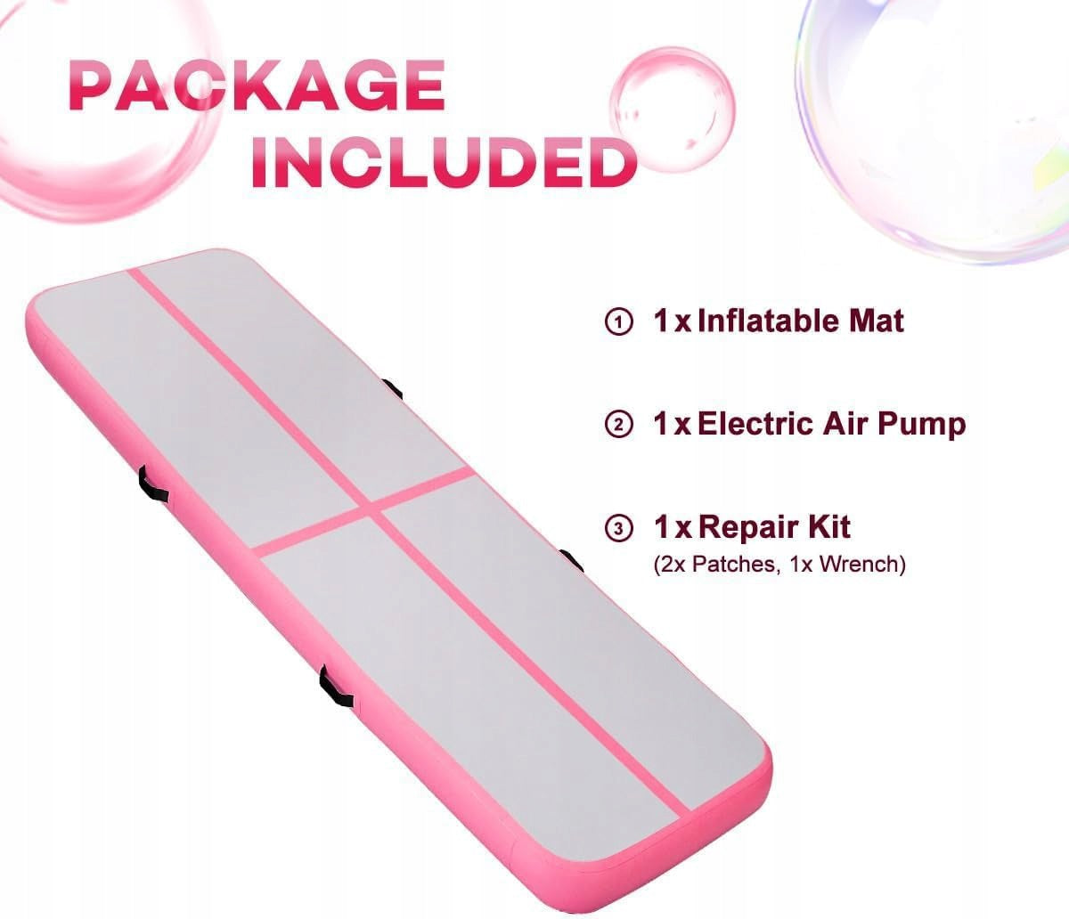 Gymnastic Mat Inflatable Airtrack 3x1m 10cm Pump Pink PVC Bag Manufacturer code B0BXD4XJB5