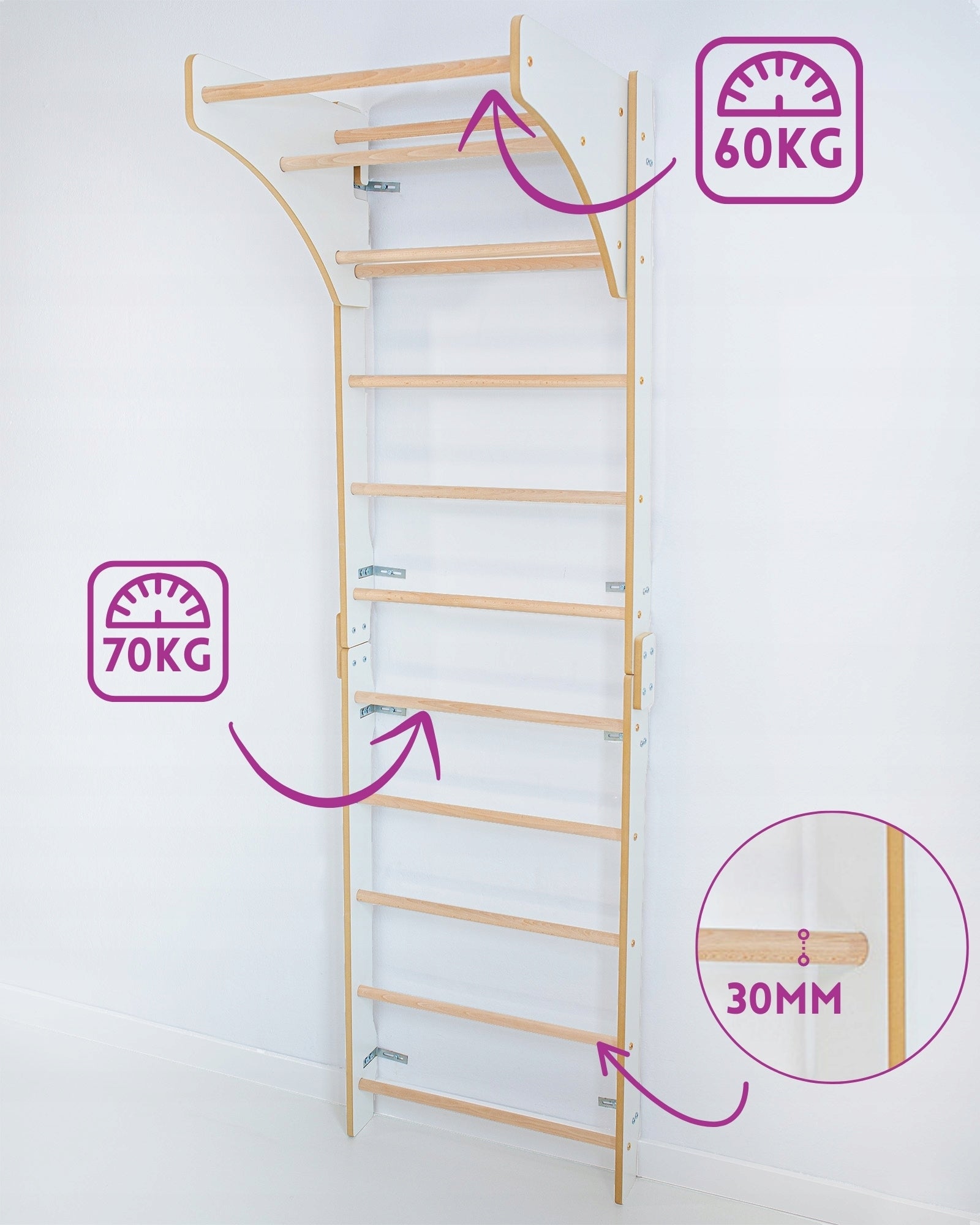 Gymnastic exercise ladder with handle at the top for children training 220cm Manufacturer code DGM2