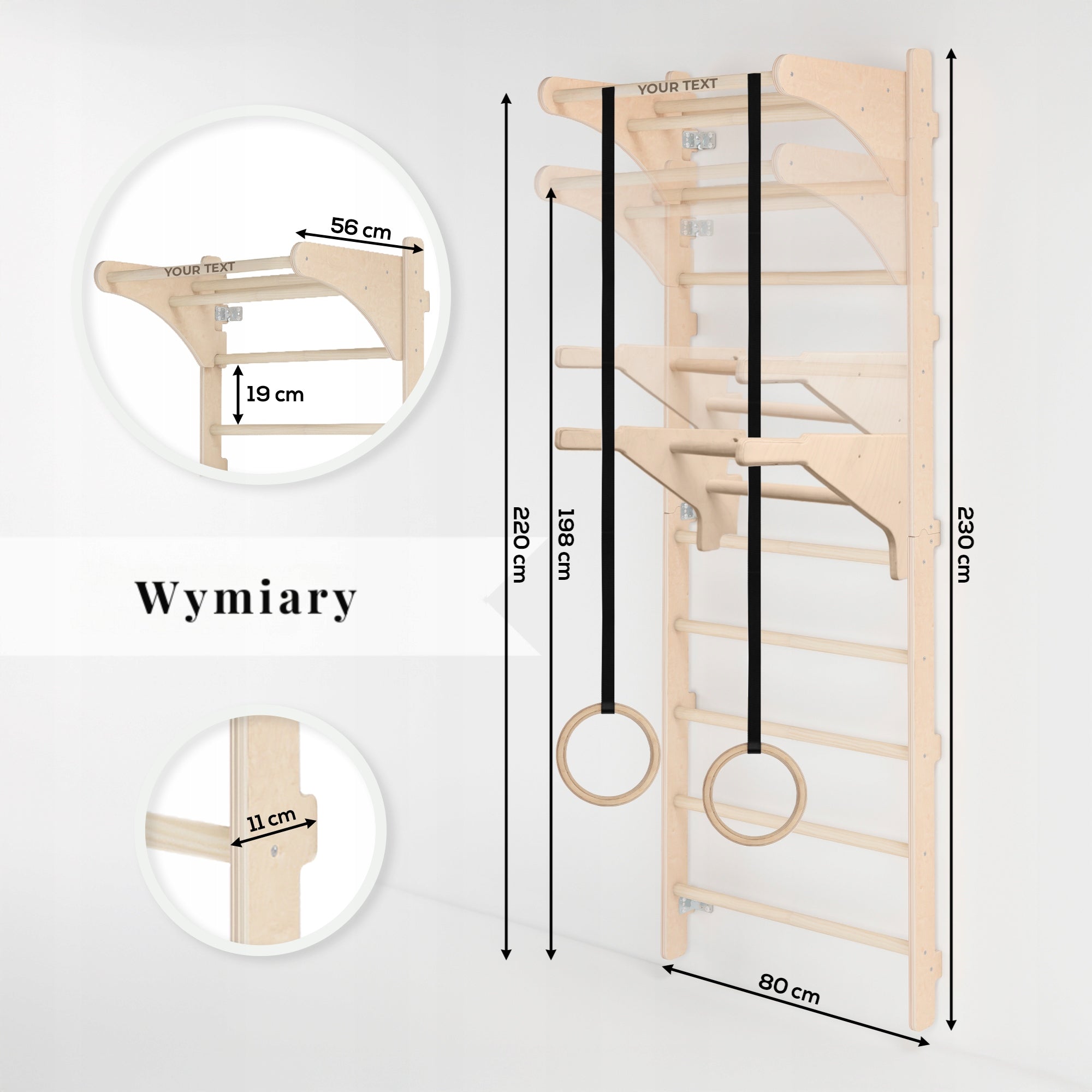 Gymnastic ladder + HANDLE + DIPS + TRAINING WHEELS + PERSONALIZATION Packaging status original