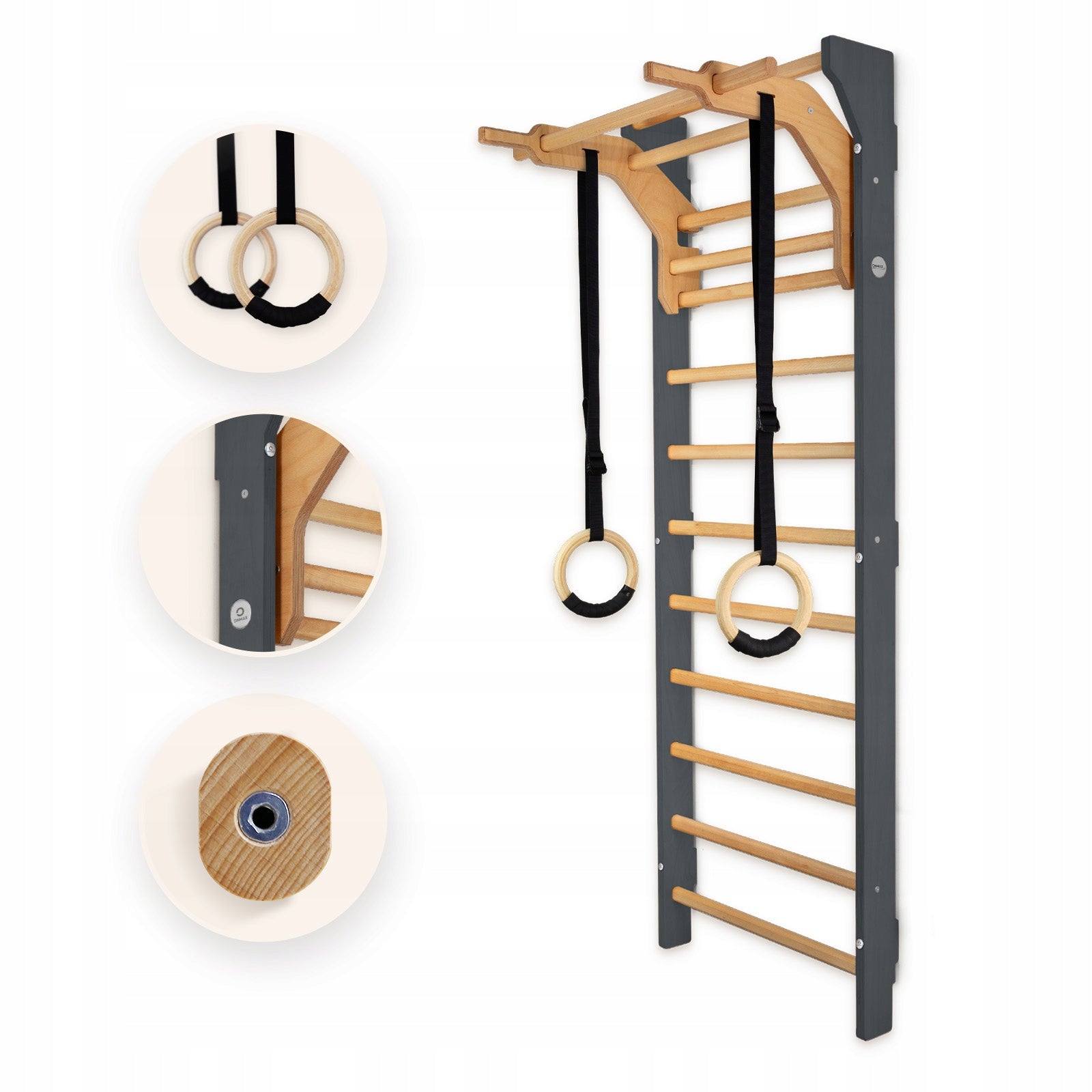 Gymnastic ladder PREMIUM ONMAX Nord 230 cm - Graphite for exercising at home