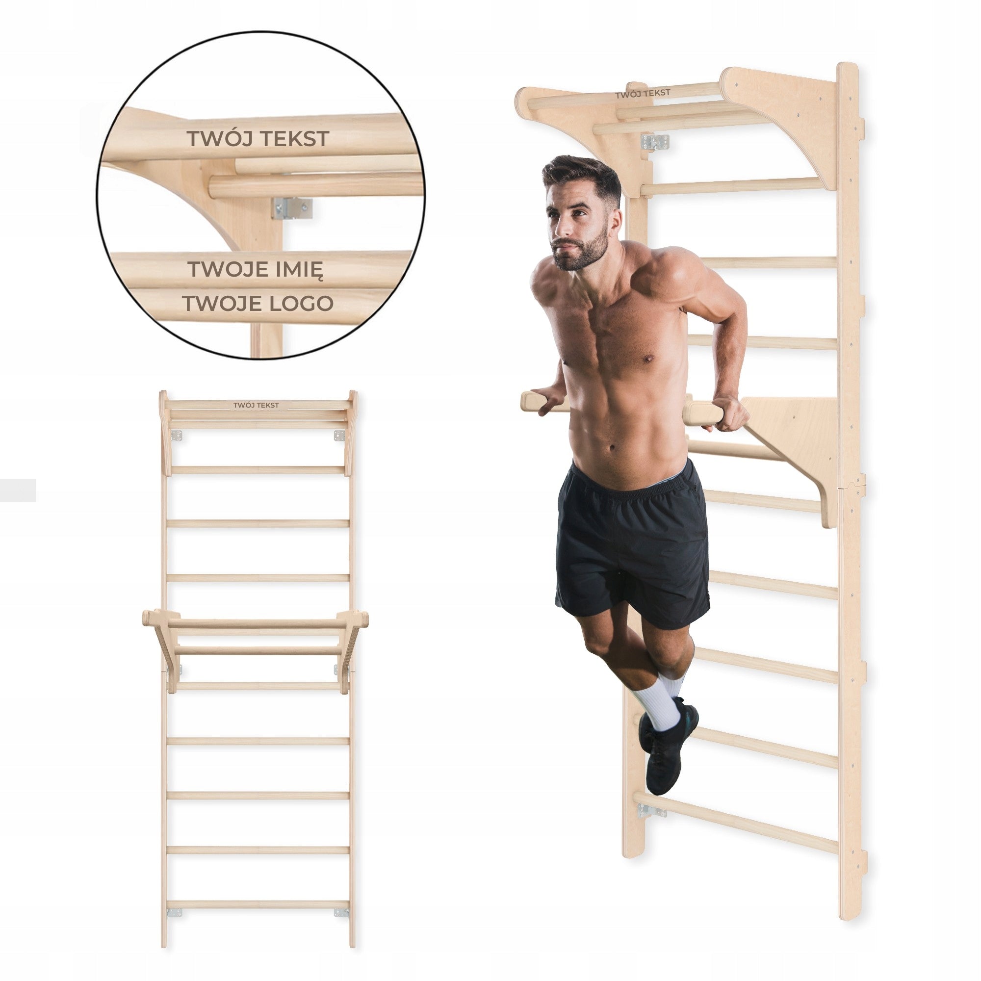 Gymnastic ladder for adults with handle and dips + PERSONALIZATION
