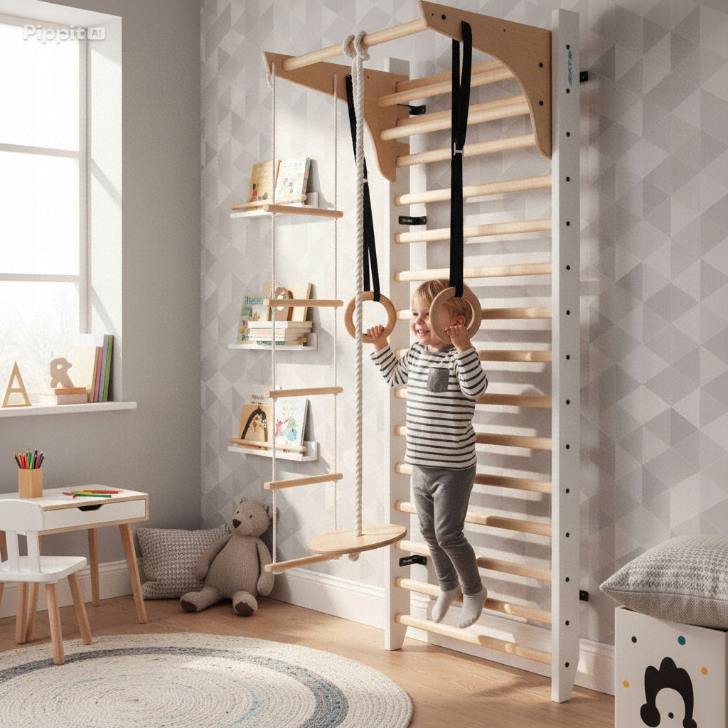 Gymnastic ladder for children playground for home wooden SET ATS Manufacturer code Drabinka gimnastyczna CZ-5