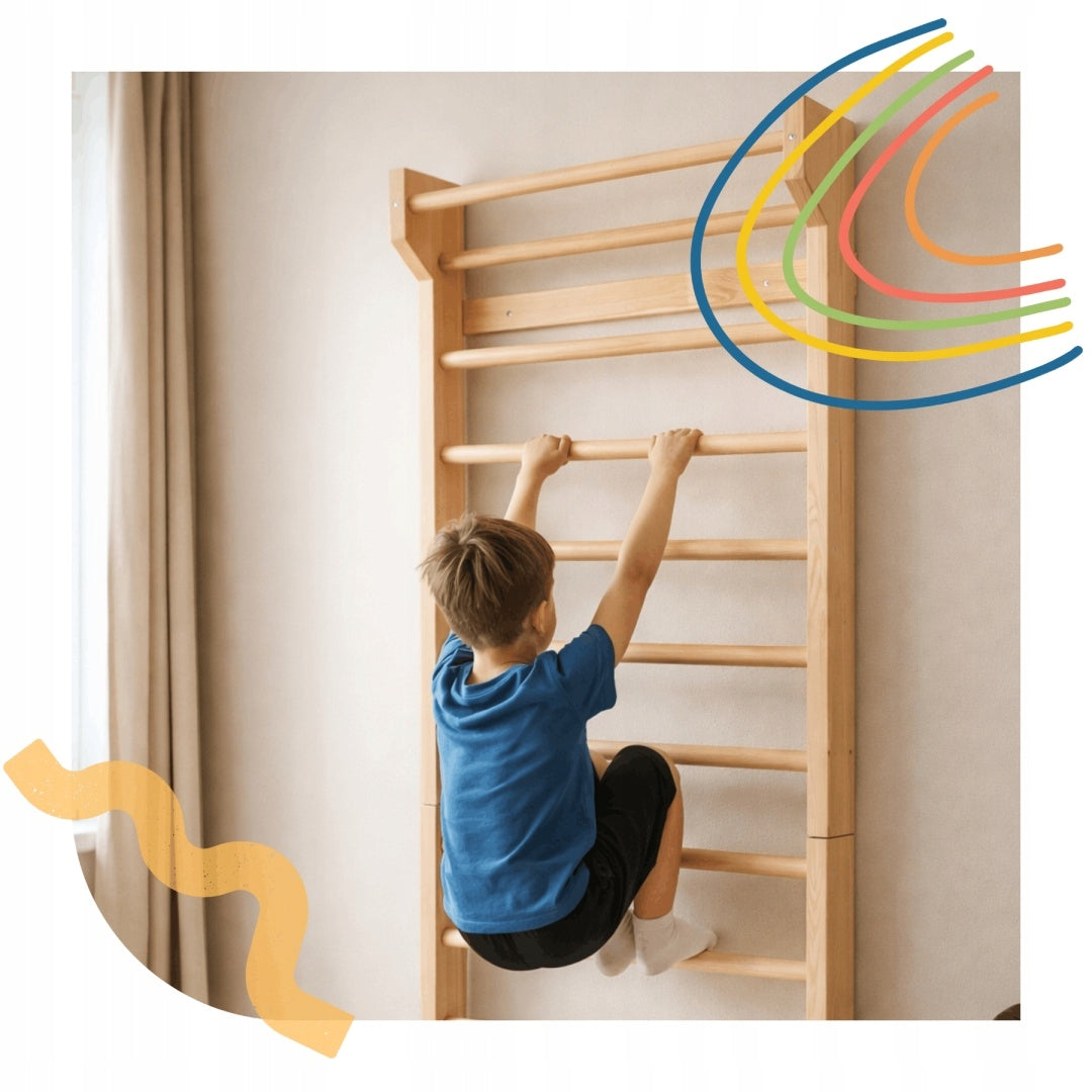 Gymnastic ladder for children rehabilitation 195cm wooden with bar