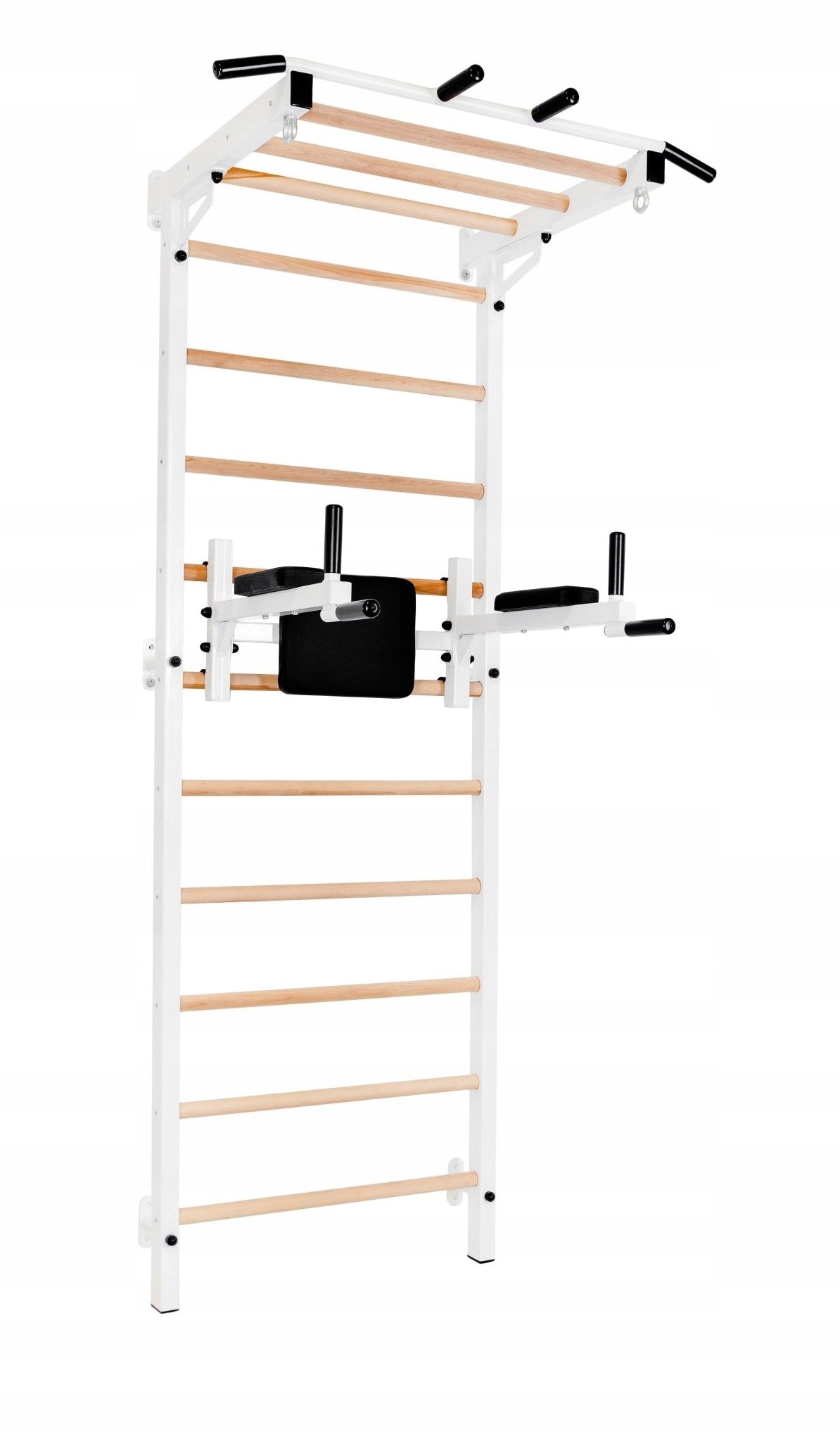Gymnastic ladder steel handrail dip bar for home exercise Manufacturer code PELLTECH-POWERWOOD-BIAŁA-Z-PORĘCZAMI