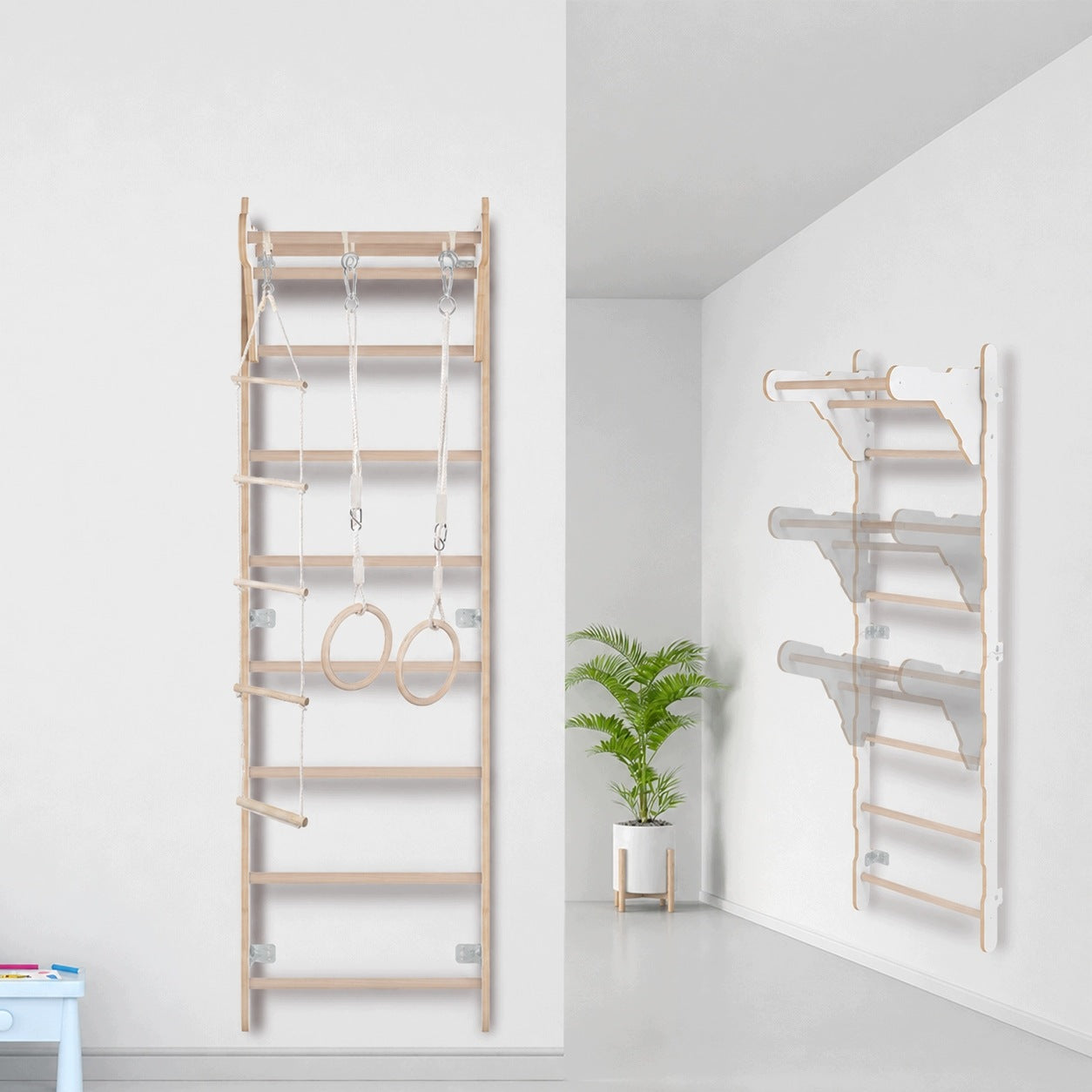 Gymnastic ladder white + Mattress, Rope ladder, Gymnastic ringo Manufacturer code DRAB/SC_COMBO-BI-R