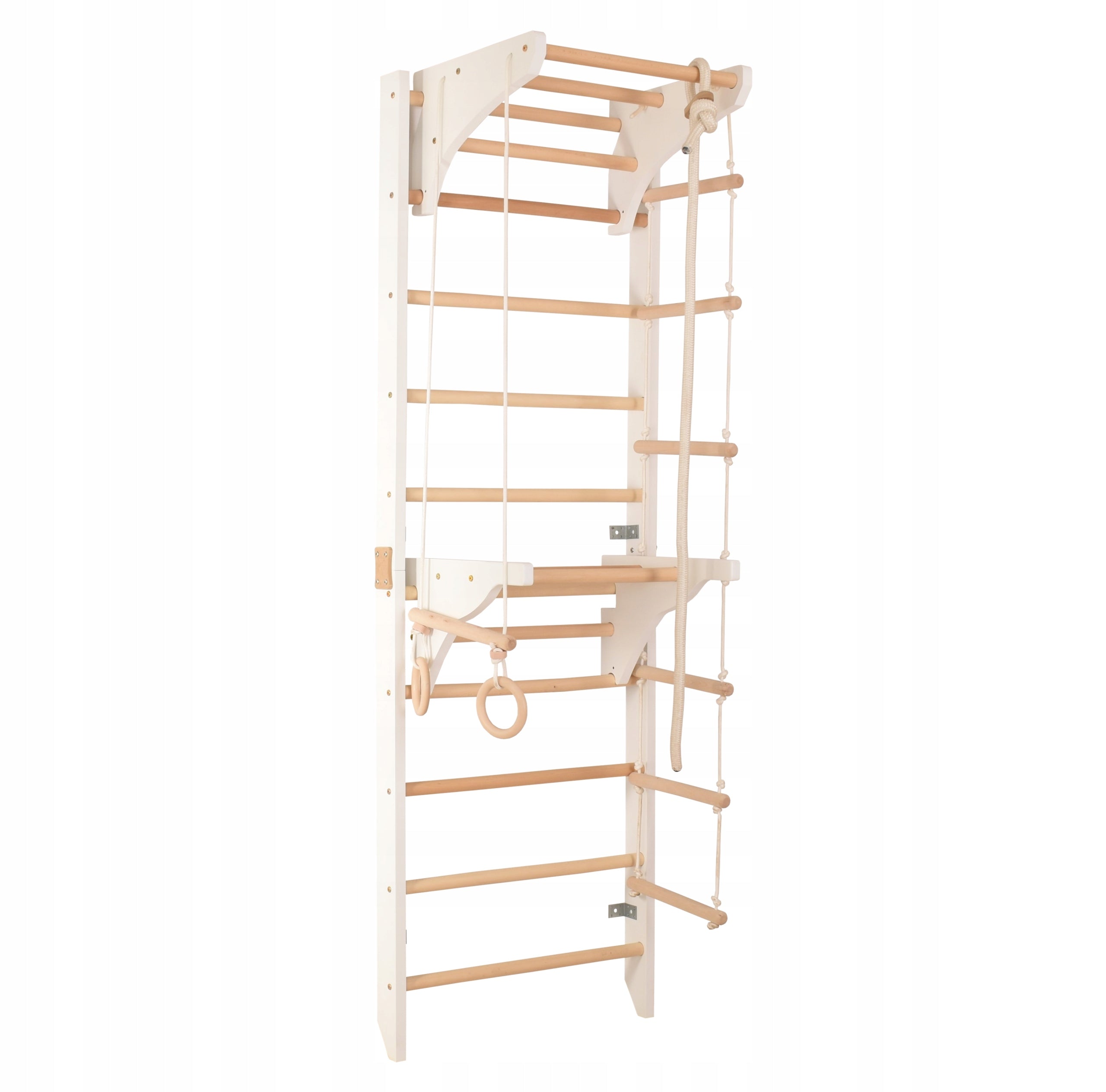 Gymnastic ladder with 2 interchangeable bars, wheels and rope – white 2IN1 Brand Rinagym