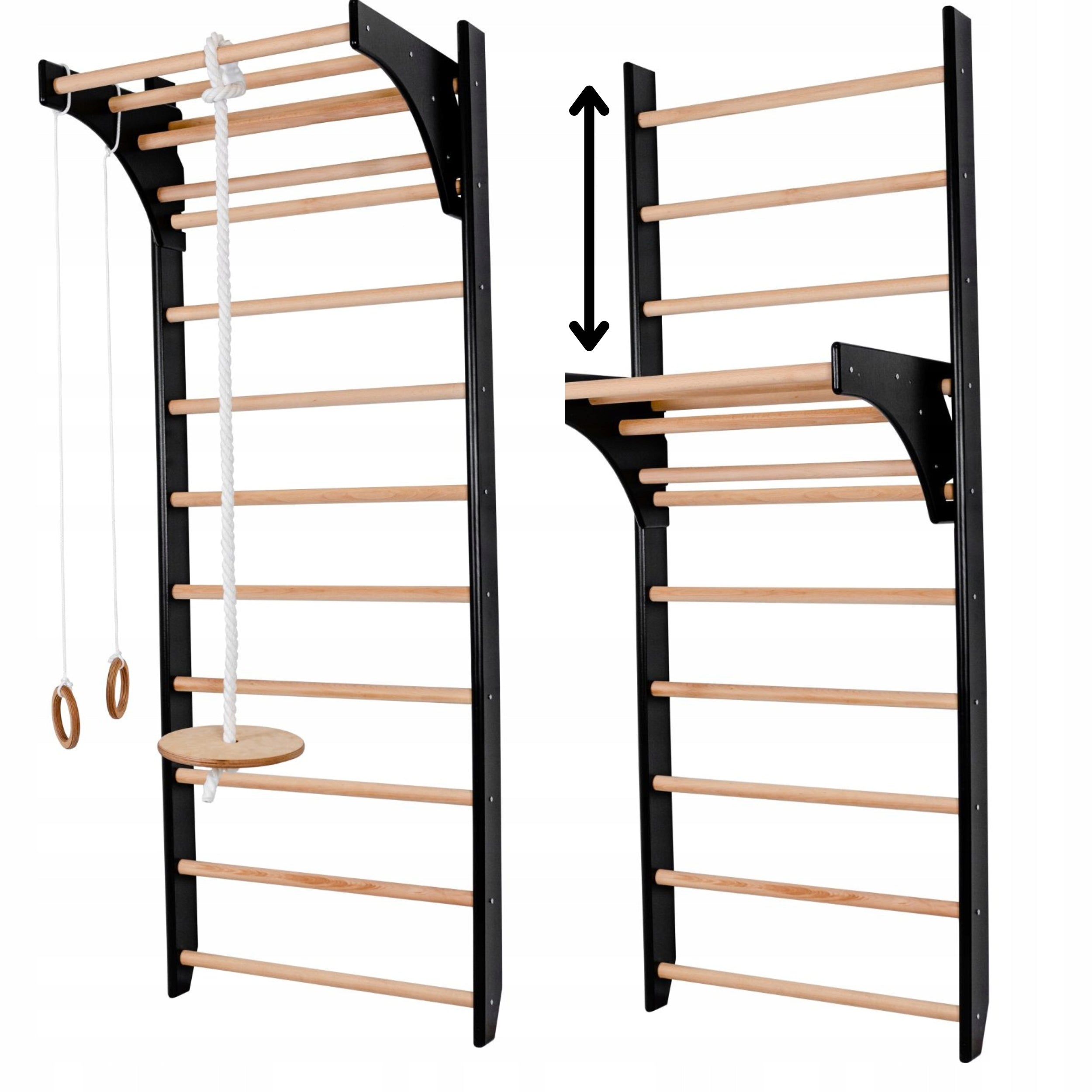 Gymnastic ladder with rehabilitation bar for exercise black sides