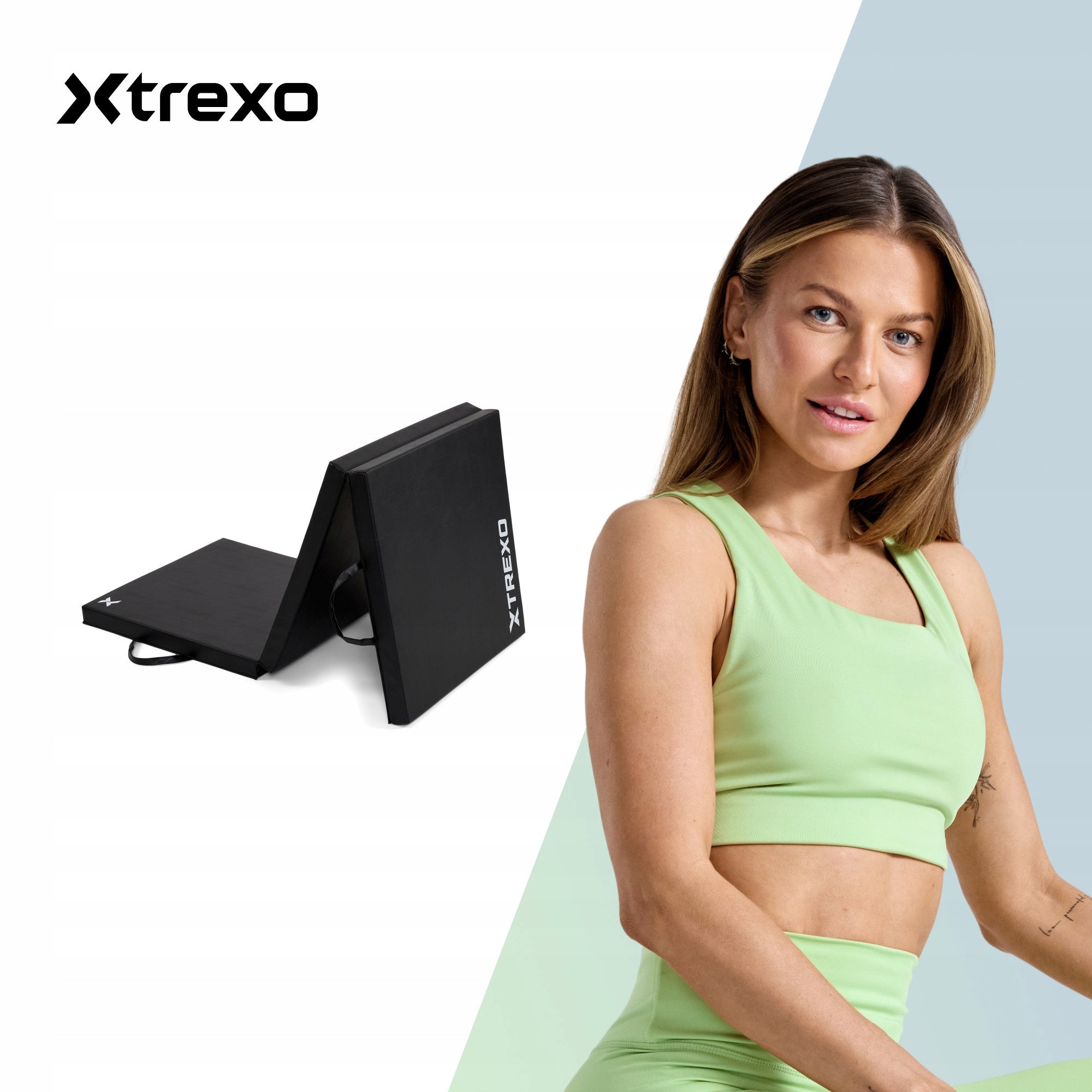 Gymnastic mattress XTREXO black folding 180 x 60 x 5 cm for exercise Manufacturer code TRX-FLD001-BL