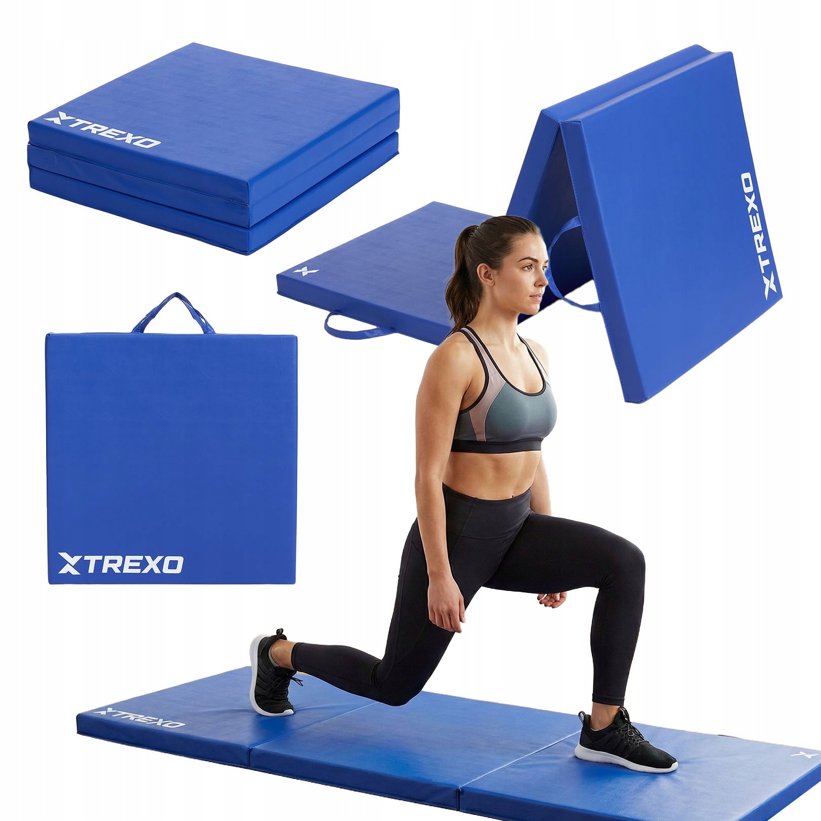 Gymnastic mattress XTREXO foldable 180 x 60 x 5 cm blue OS SOLID