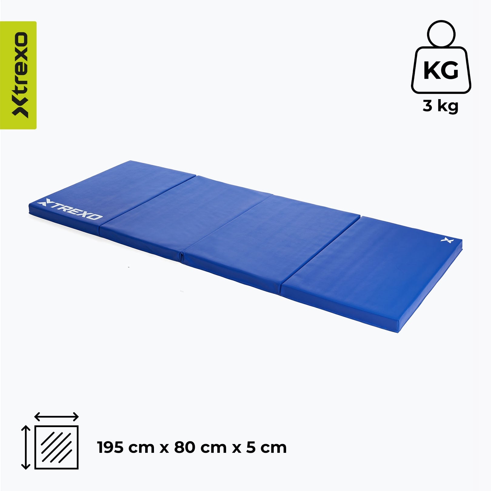 Gymnastic mattress XTREXO folding 195x80x5 blue SOLID COMPACT Manufacturer code TRX-FDM005