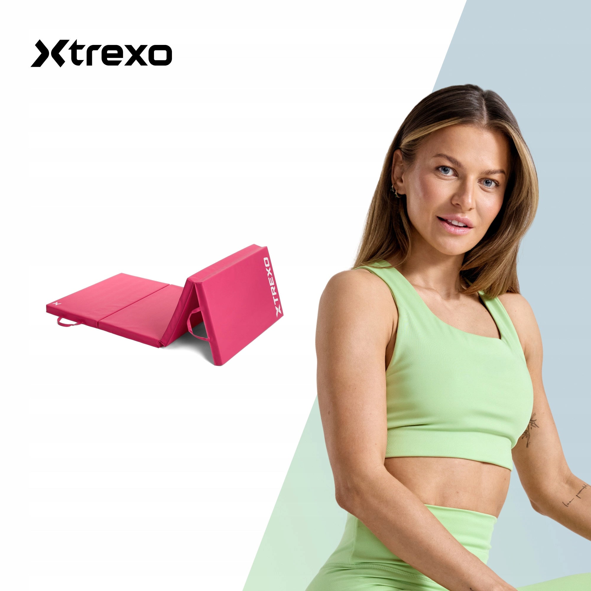 Gymnastic mattress XTREXO folding 195x80x5 cm pink SOLID COMPACT Manufacturer code TRX-FDM005