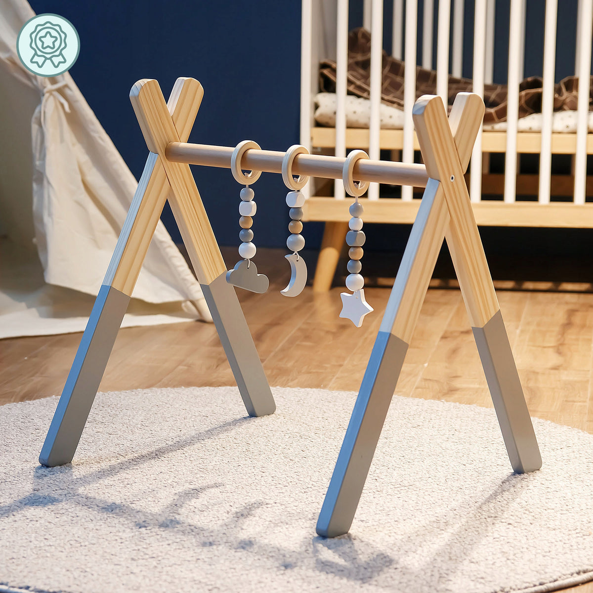 Gymnastic stand Mamabrum wooden grey 0+ Manufacturer code MAM231 BABY GYM G