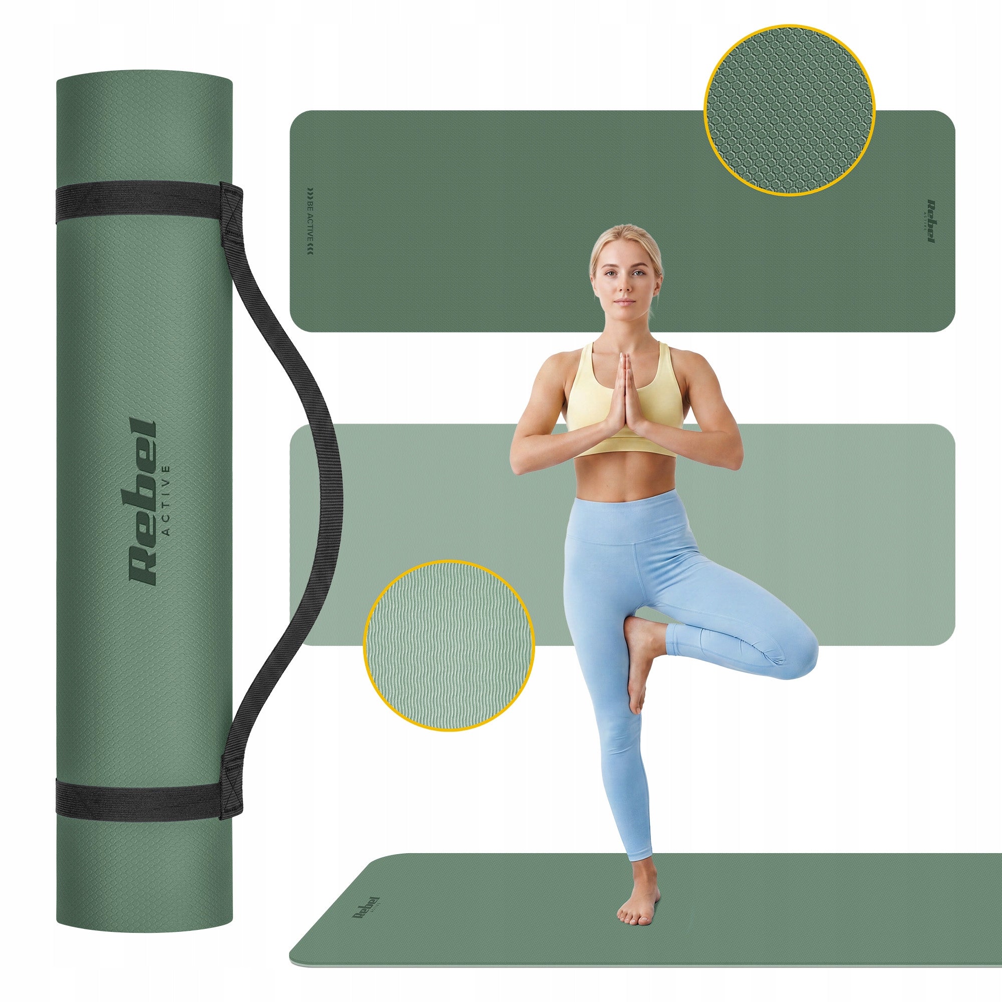 Gymnastics mat for exercise yoga Pilates fitness 183x61cm thick 1cm TPE