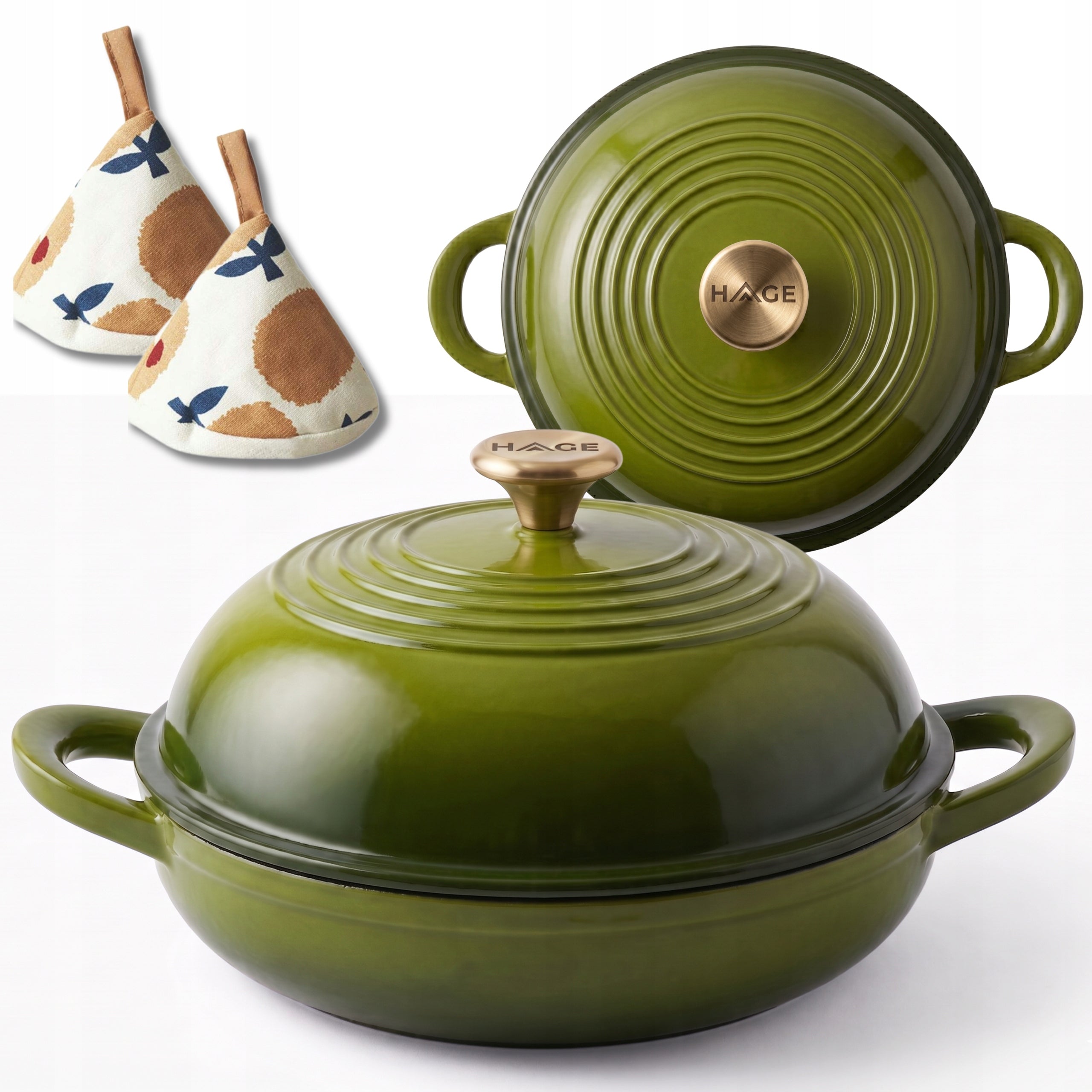 HAGE Bread pot 2 l cast iron enamel 26 cm olive green