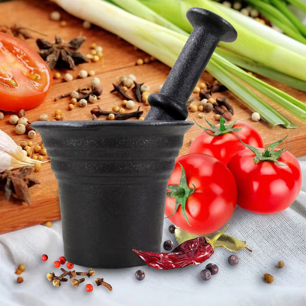 HAGE Mortar Cast Iron Bell + Herb Spice Pestle Heavy Solid Brand HAGE