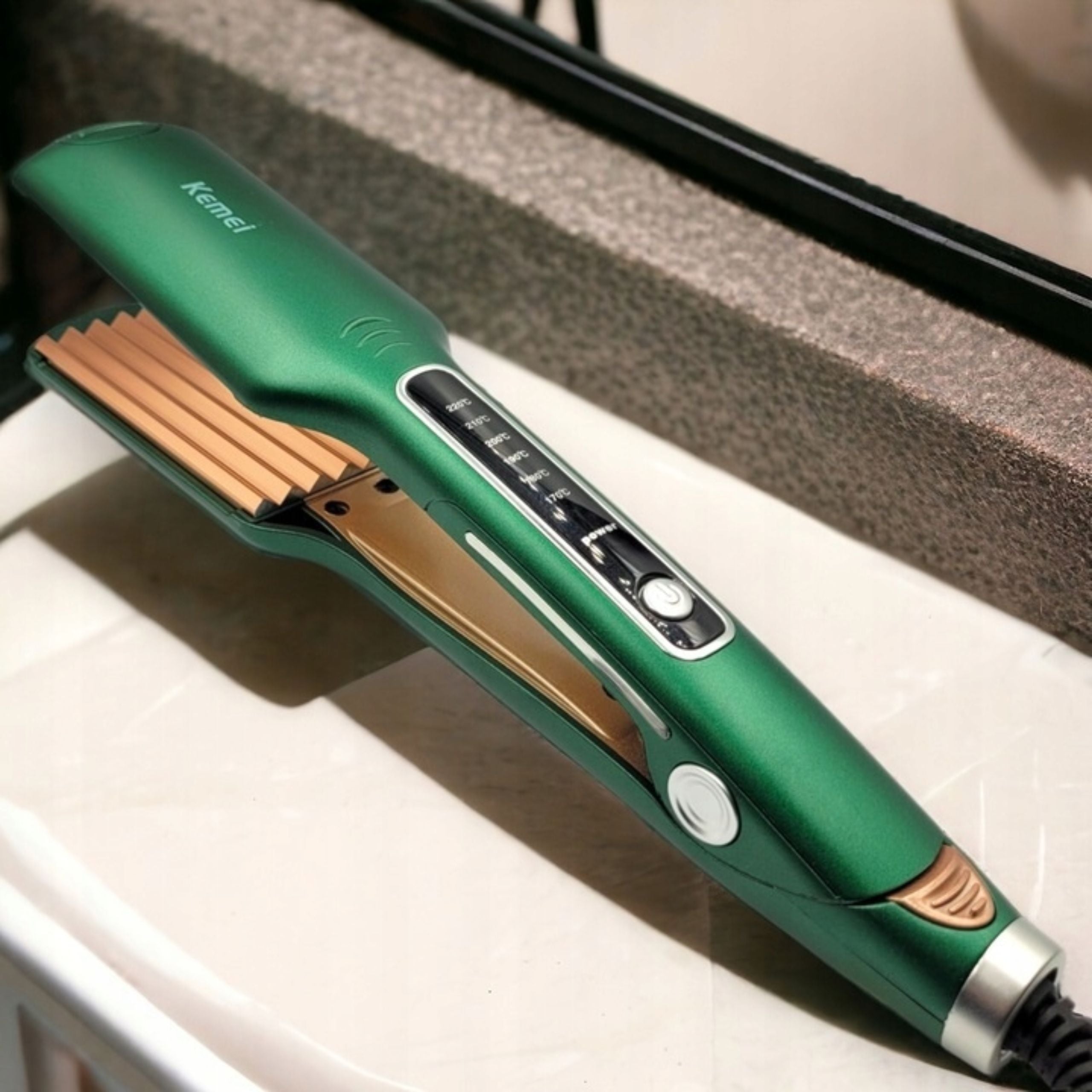 HAIR CRIMPER CERAMIC TEMPERATURE CONTROL PROFESSIONAL WAVES PRO Brand Kemei