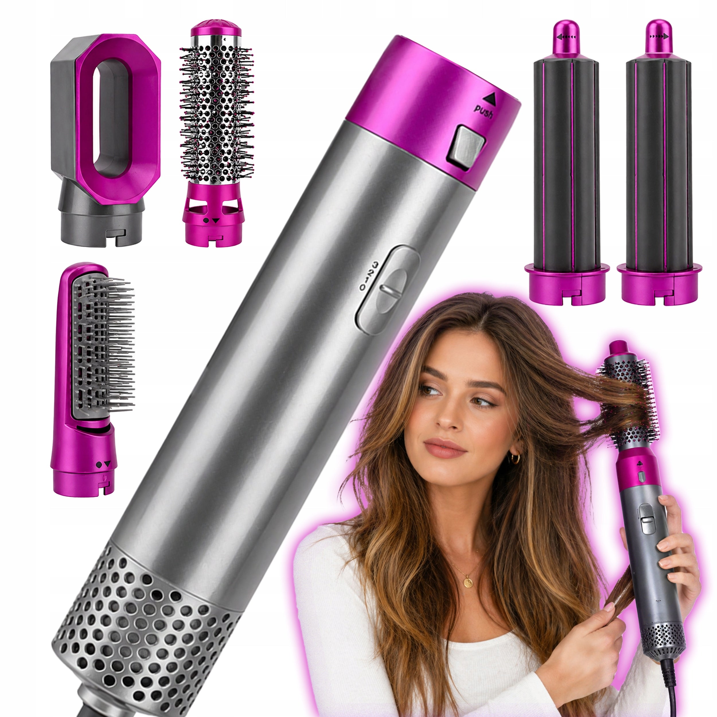 HAIR CURLER DRYER WITH STYLER BRUSH MULTIFUNCTIONAL IONIZATION 5IN1