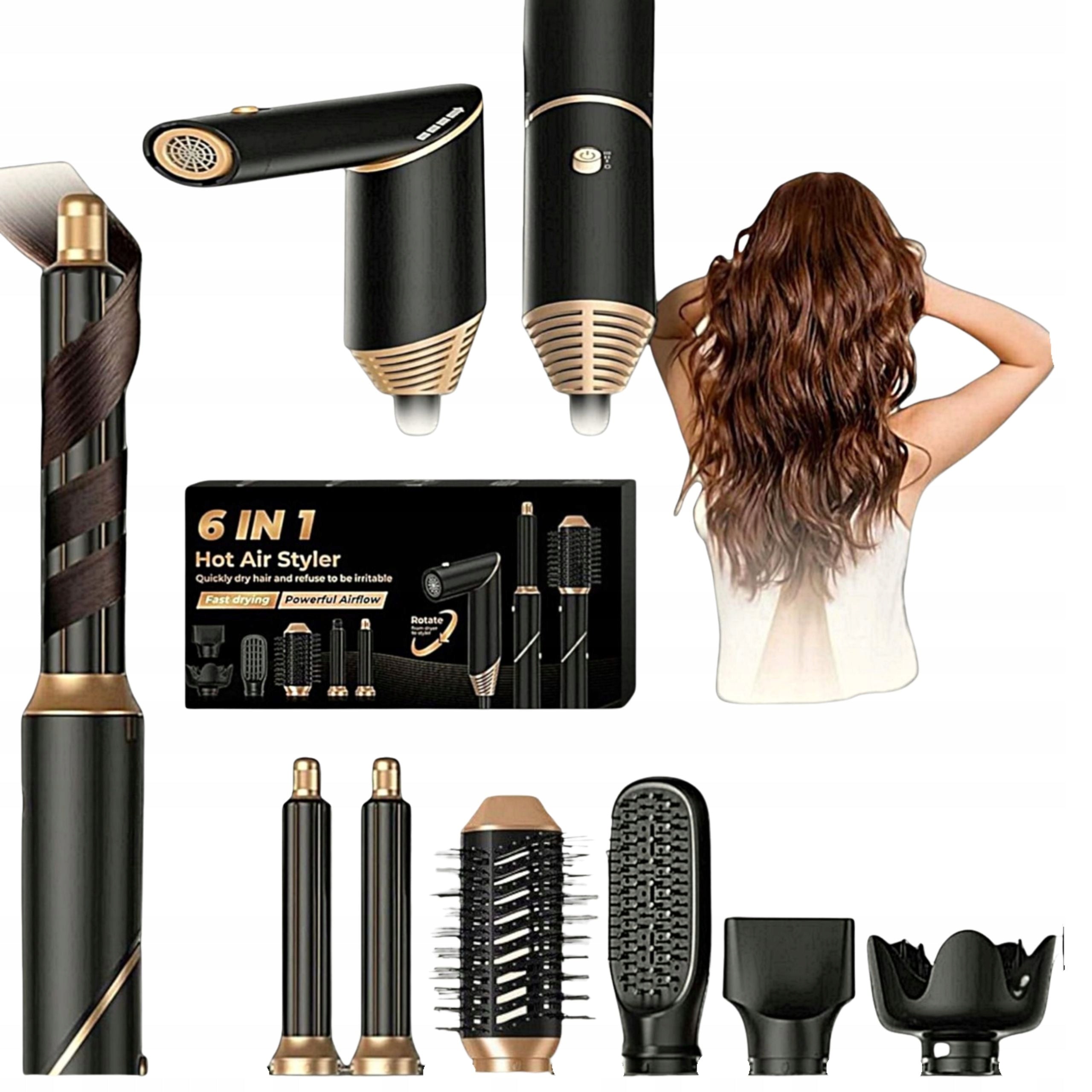 HAIR DRYER 6IN1 CURLER HAIR STYLING BRUSH | STRONG 1000W Packaging status original