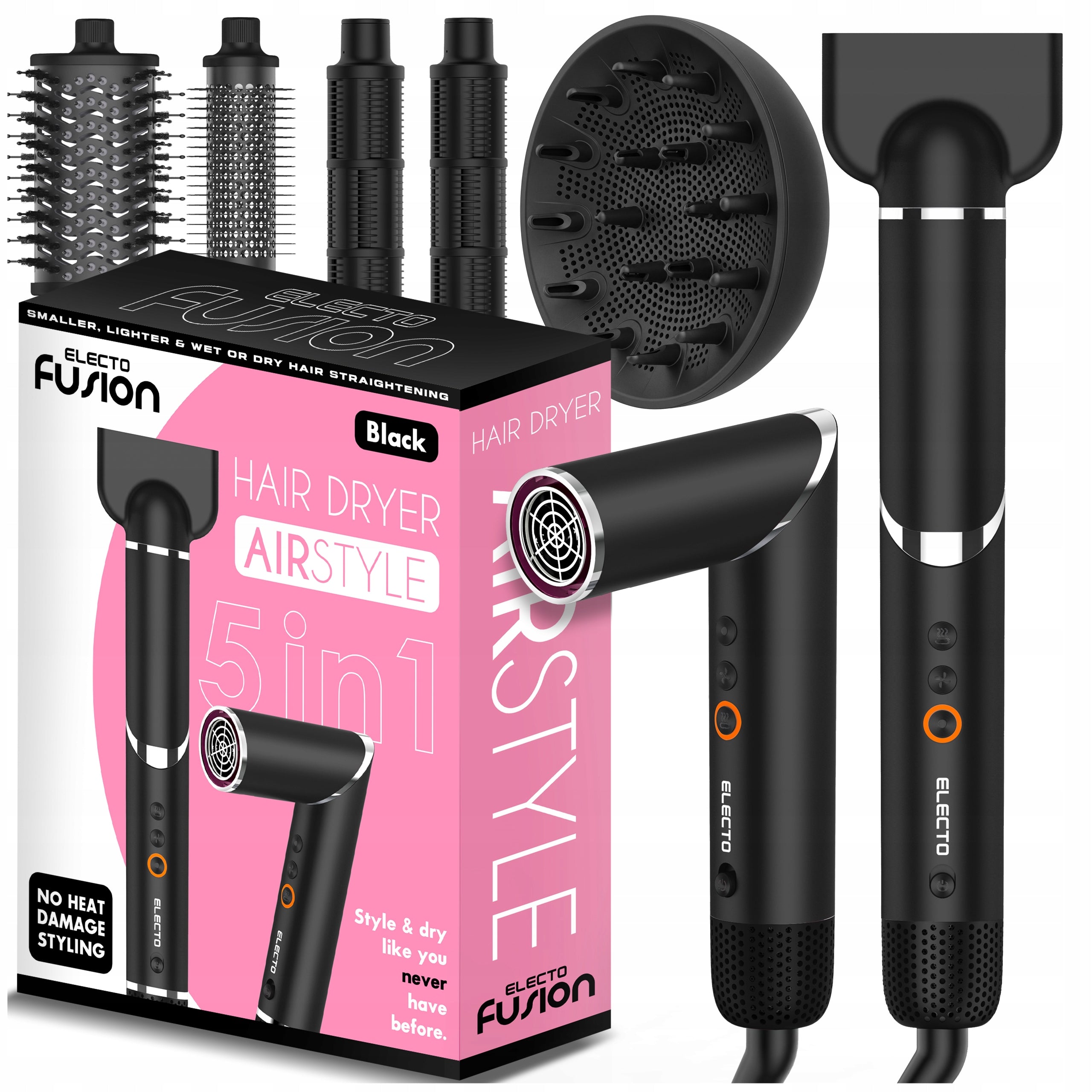 HAIR DRYER CURLER MULTISTYLER WITH DIFFUSER IONIZATION OVERLAY STRONG Packaging status original
