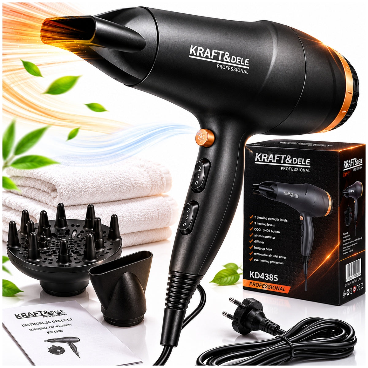 HAIR DRYER DIFFUSER CONCENTRATOR STRONG 2400 IN COLD AIR REGULATION