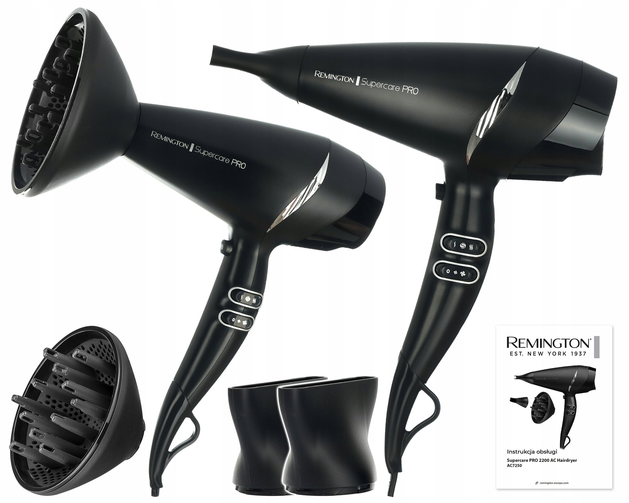 HAIR DRYER REMINGTON SuperCarePro 2200 130km/h IONIZATION+ AC MOTOR Manufacturer code SuperCare Pro z dyfuzorem IONIC luxe