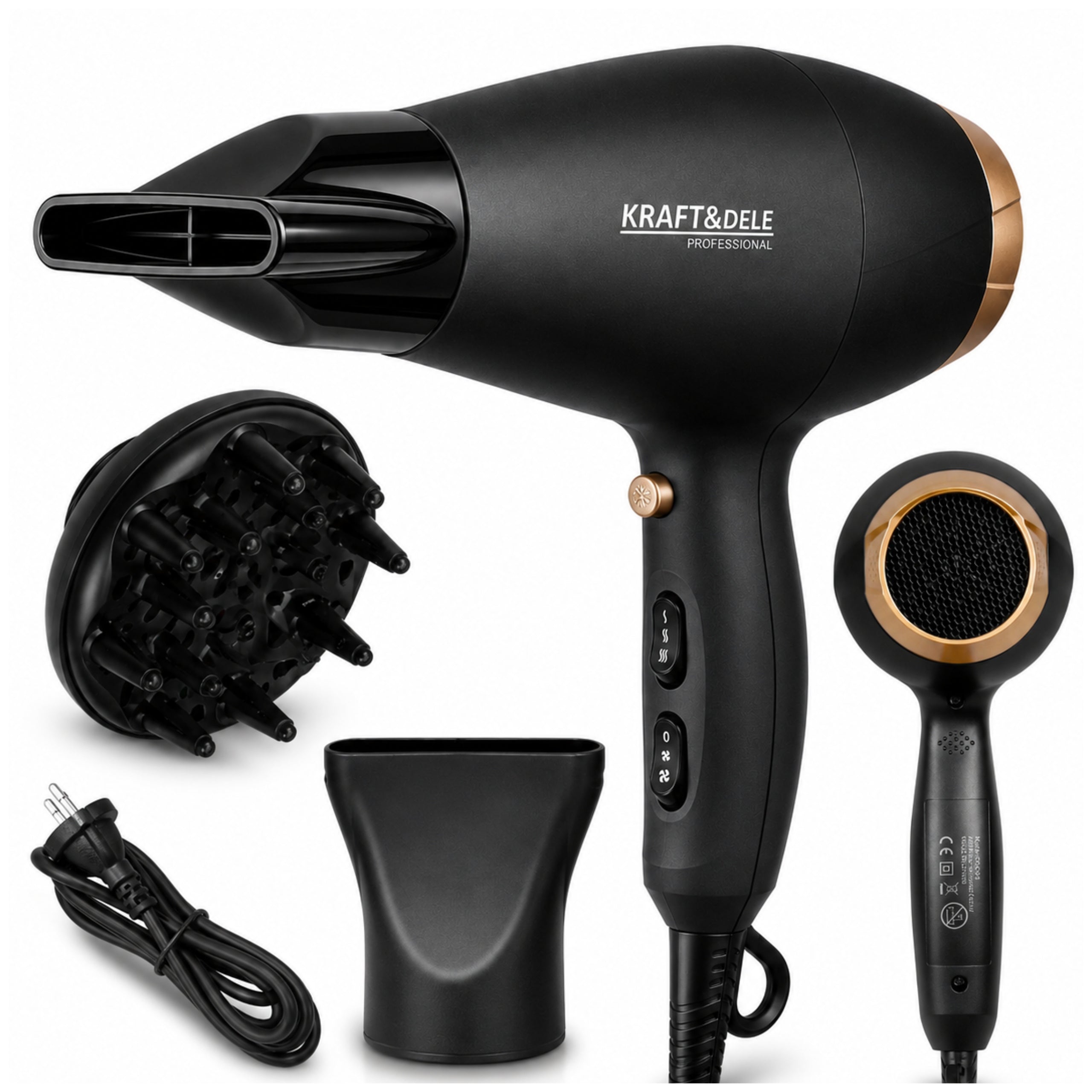 HAIR DRYER WITH DIFFUSER COLD AIR STRONG 2400W AIR REGULATION