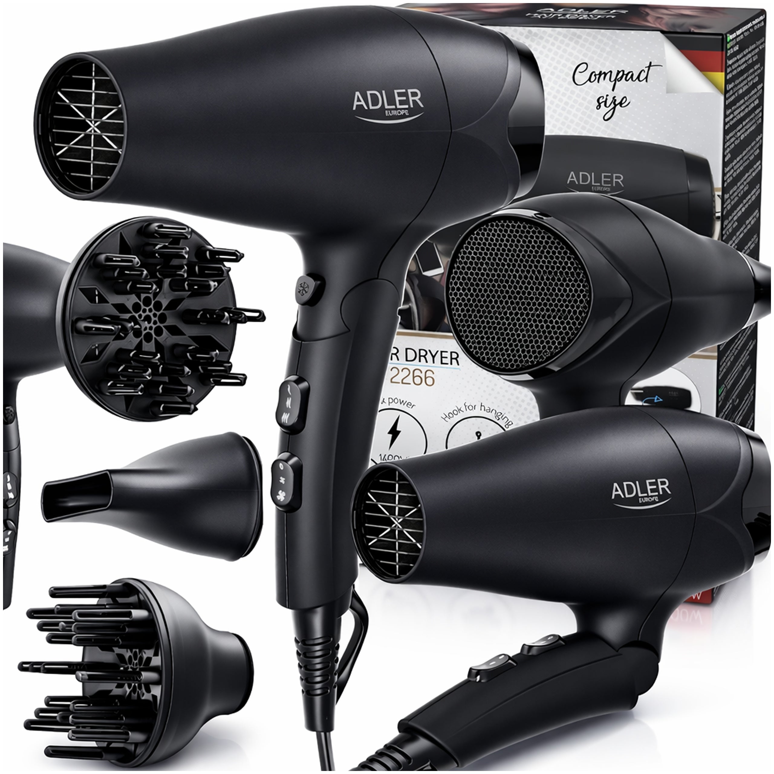 HAIR DRYER WITH DIFFUSER CONCENTRATOR 2100W FOLDING SMALL TOURIST