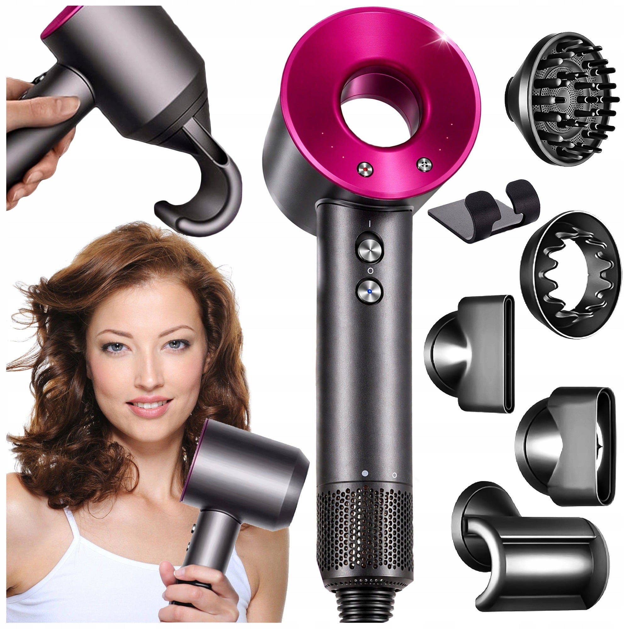 HAIR DRYER WITH IONIZATION 1600w COLD AIR SUPPLY 5 TIP PADS