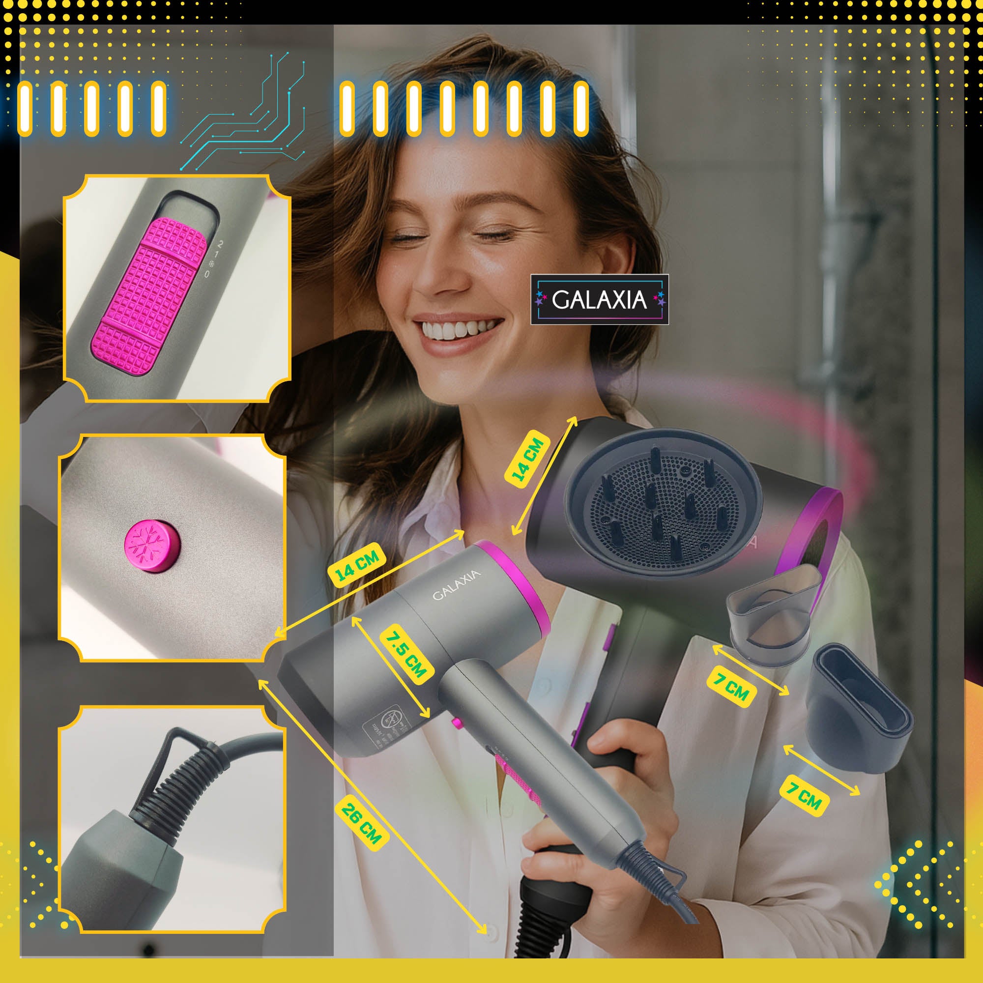 HAIR DRYER WITH IONIZATION DIFFUSER IonIZATION PROFESSIONAL STRONG Manufacturer code Ergonomiczna Suszarka Jonizacja, Ochrona włos