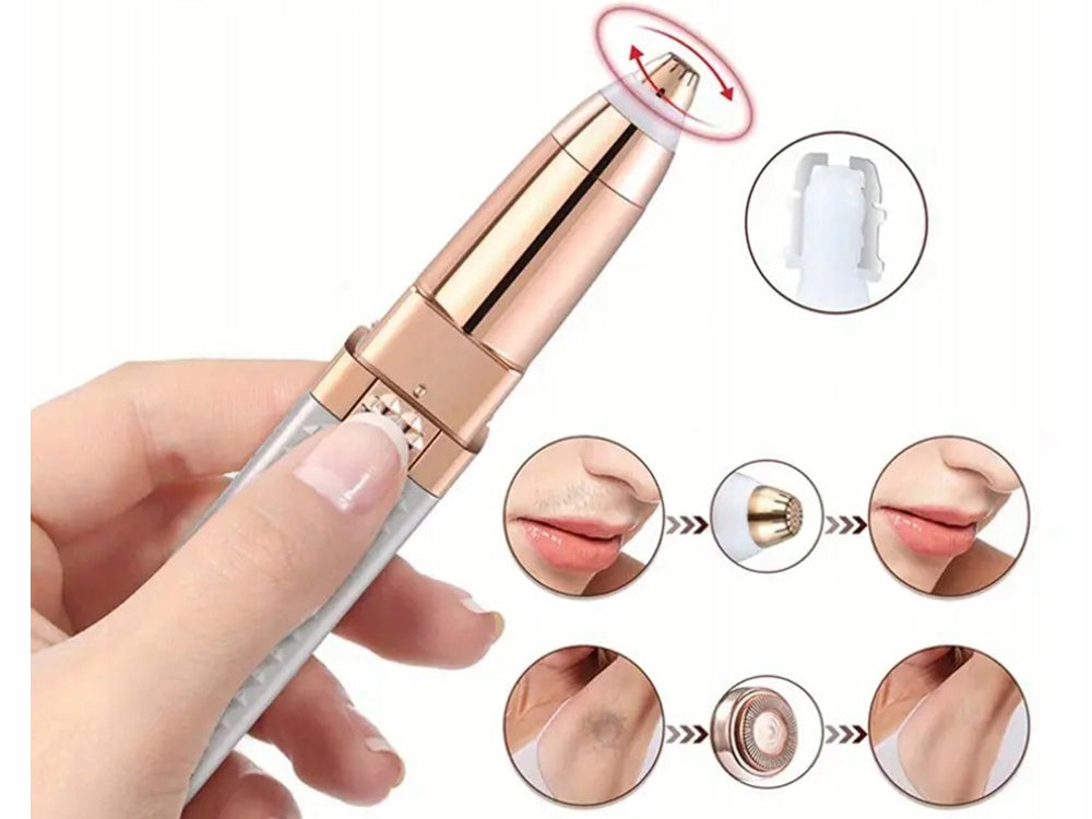 HAIR REMOVAL KIT FACE SHAVER WOMEN'S EYEBROW TRIMMER 2in1 USB PINK Batteries included no