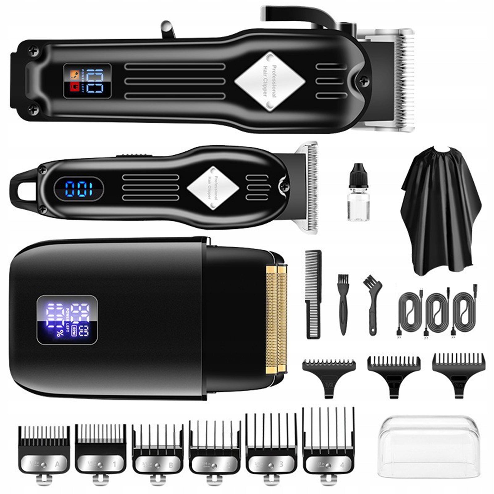 HAIR SHAVER BEARD CORDLESS TRIMMER FOR BEARD HAIR SHAVER BODY CLIPPER BLACK