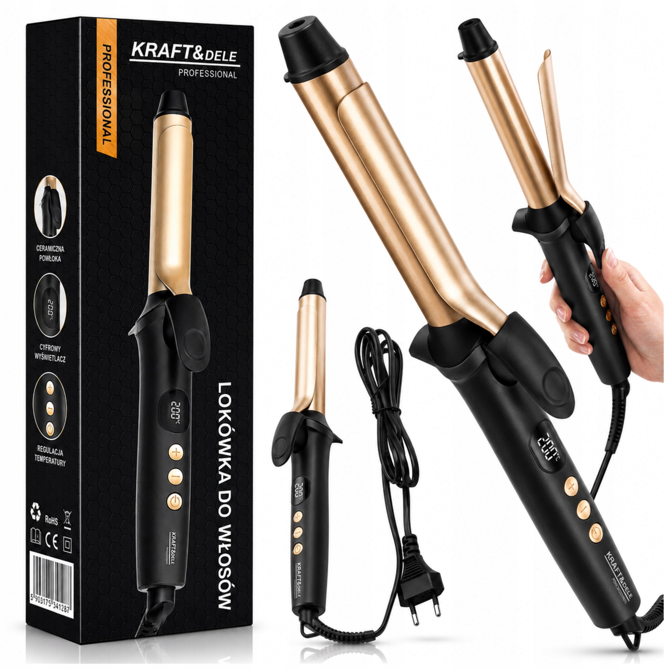 HAIR STRAIGHTENER TRAVEL CURLER ADJUSTABLE 2IN1 LED DISPLAY 90W