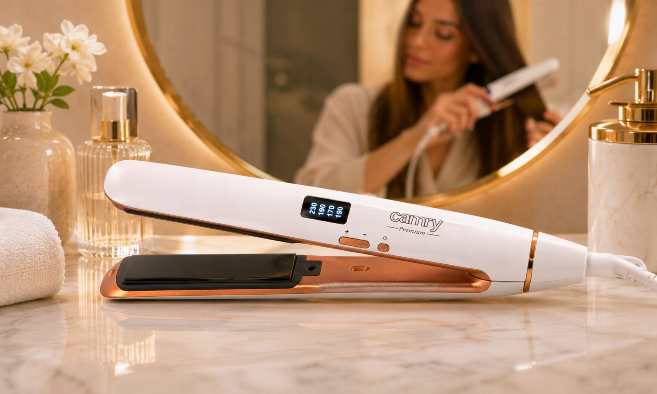 HAIR STRAIGHTENER WITH IONIZATION TEMPERATURE CONTROL CERAMIC PREMIUM Packaging status original