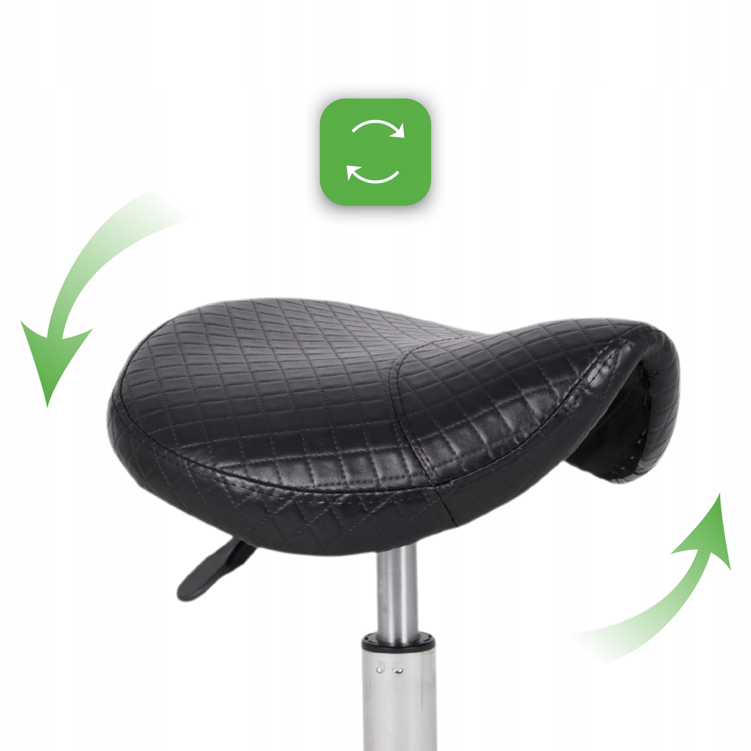 HAIRDRESSER COSMETIC STOOL BLACK QUILTED ON WHEELS SWIVEL SADDLE Brand Habys