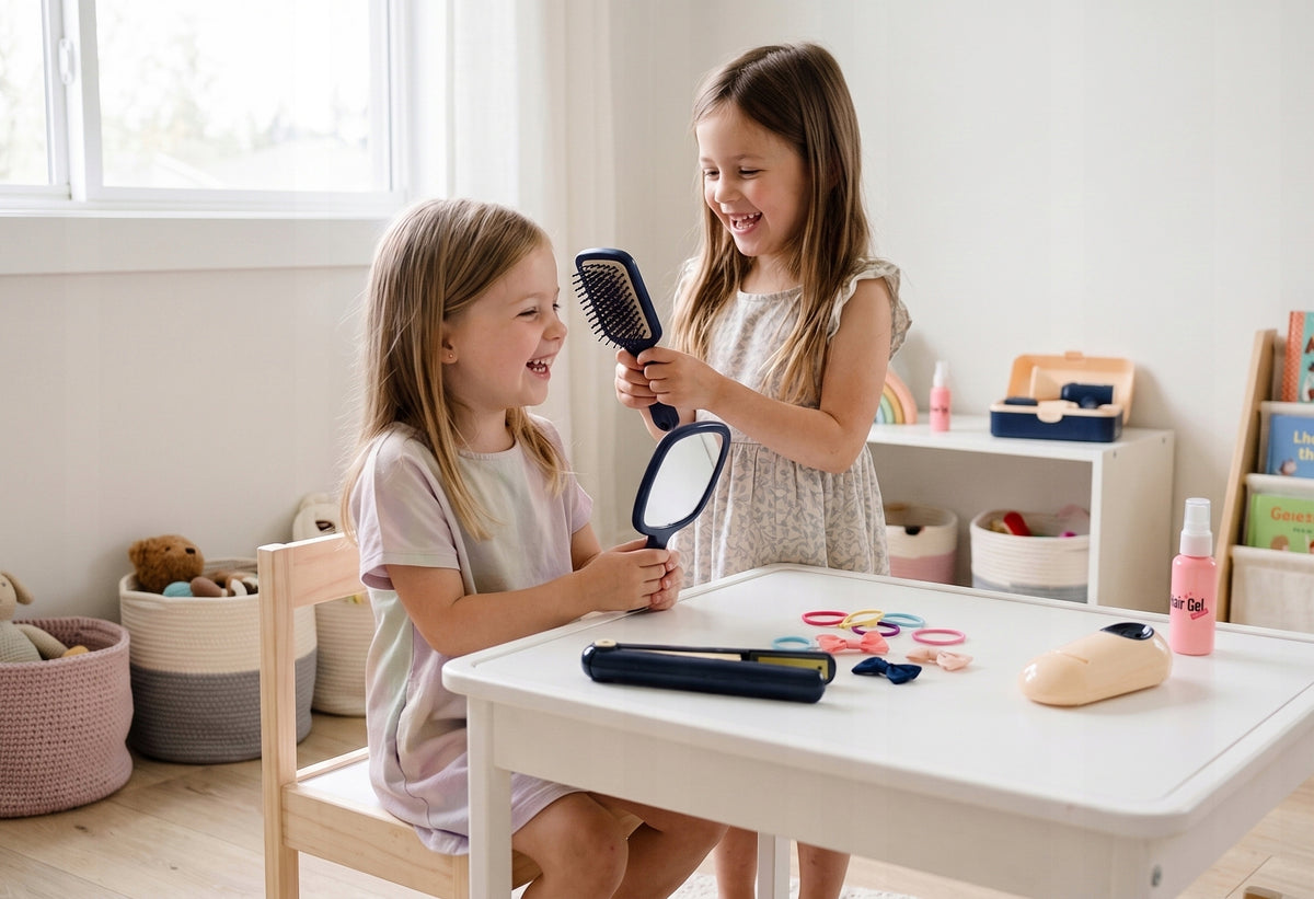 HAIRDRESSER SET FOR CHILDREN IN SUITCASE HAIR STRAIGHTENER DRYER Kid's age 3+ years