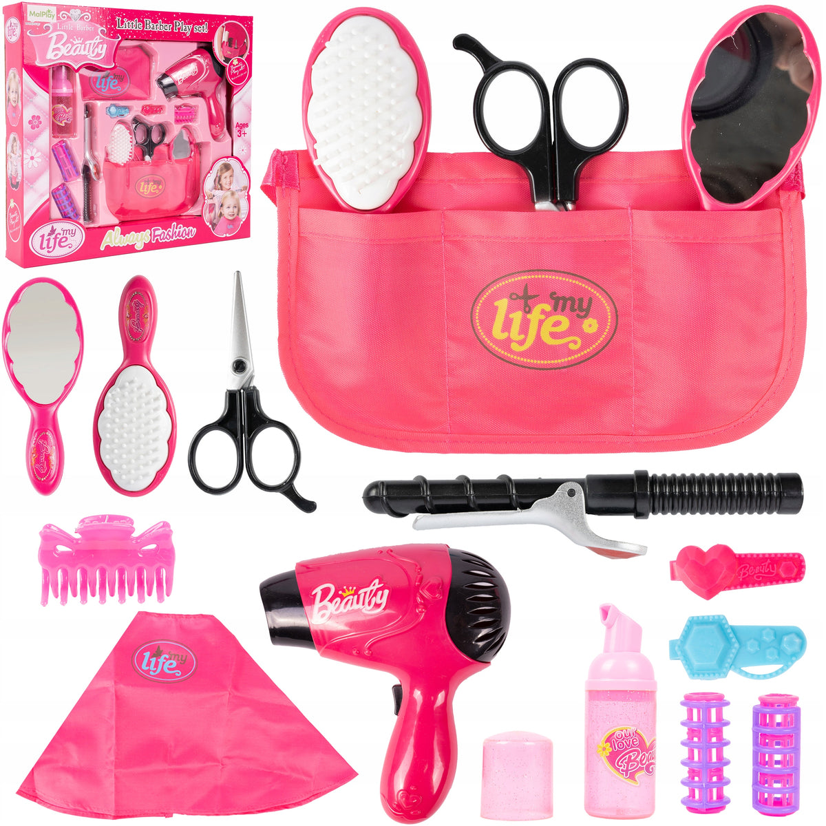 HAIRDRESSER SET FOR CHILDREN WITH BAG AND DRYER FOR GIRLS SCISSORS