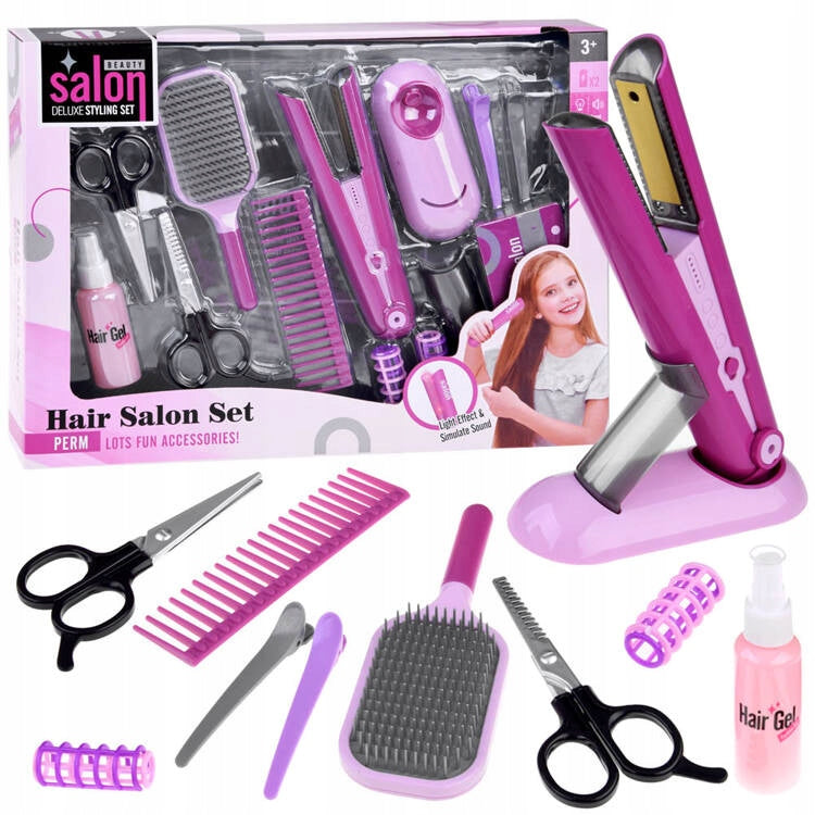 HAIRDRESSER SET STRAIGHTENER HAIR BRUSH SCISSORS