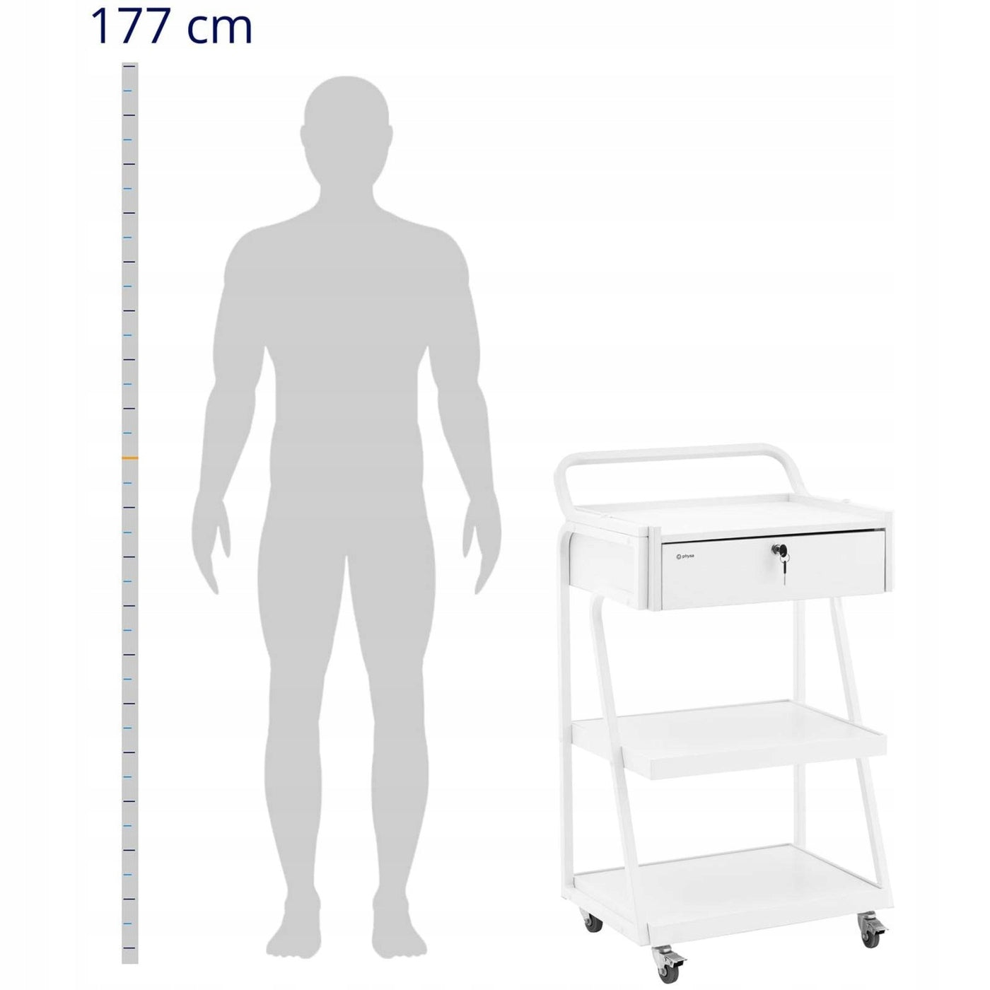HAIRDRESSER TROLLEY TABLE ON WHEELS DRAWER WHITE Packaging status original