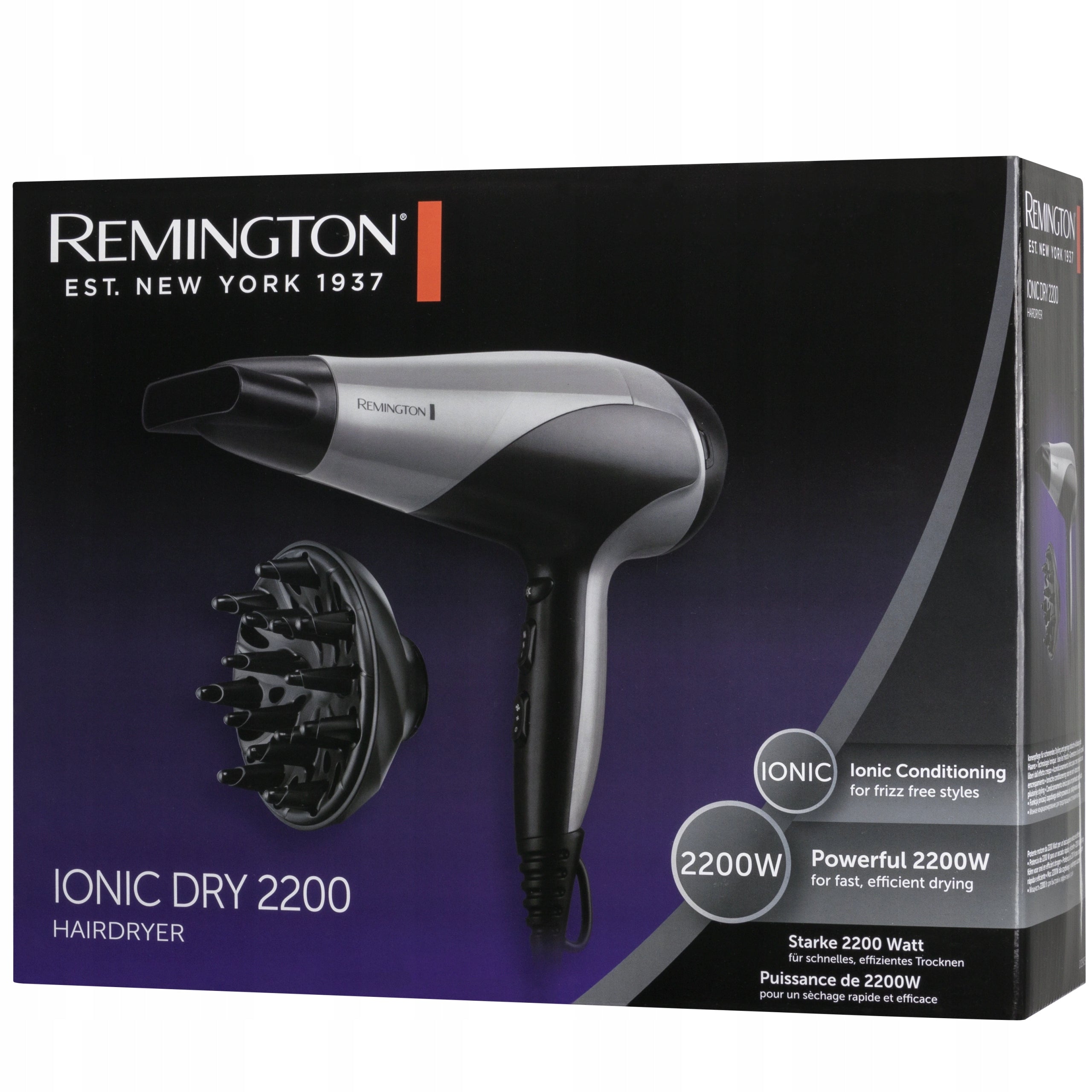 HAIRDRYER REMINGTON D3190S DIFFUSER CONCENTRATOR IONIZATION 2200W Brand Remington