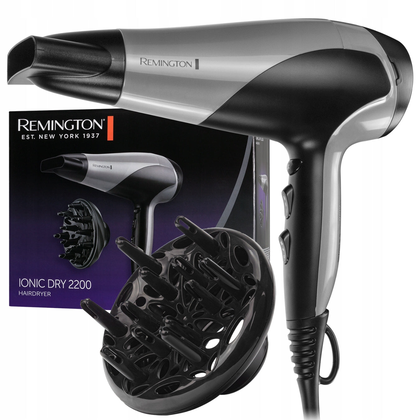 HAIRDRYER REMINGTON D3190S DIFFUSER CONCENTRATOR IONIZATION 2200W
