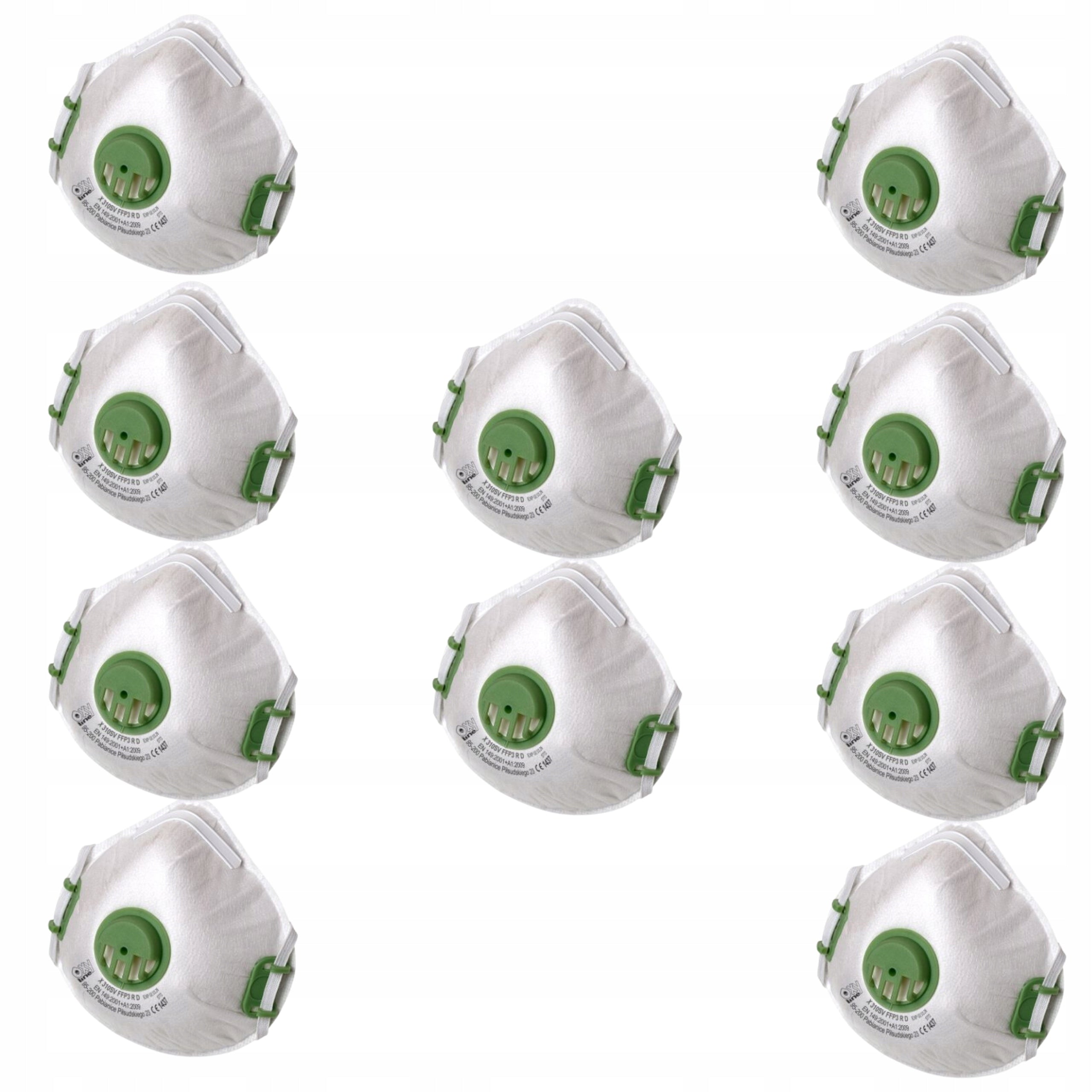 HALF DUST MASK FFP3 OXYLINE X 310 SV NR D WITH VALVE 10 PCS Medical device no