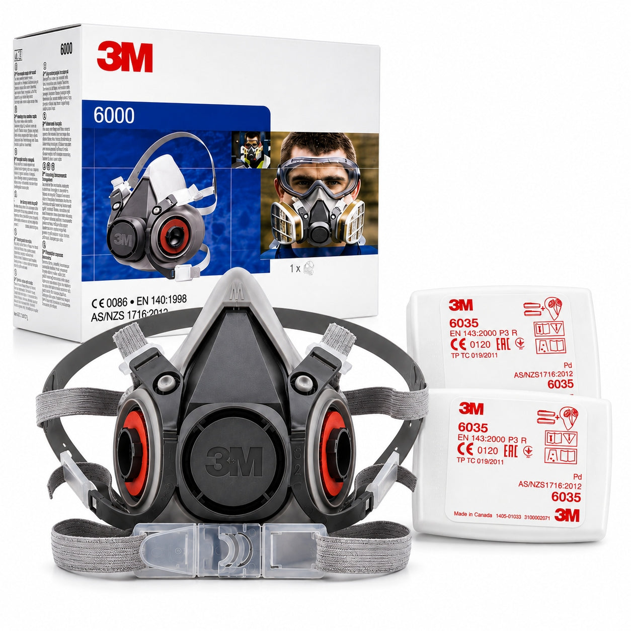 HALF MASK DUST MASK 3M 6200 WITH FILTERS 3M 6035 P3