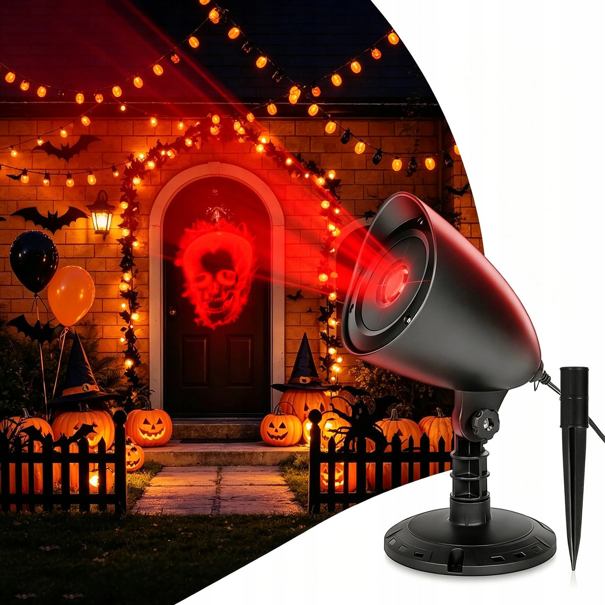 HALLOWEEN 3D PROJECTOR Skull Pattern IP44 ADJUSTABLE 180°