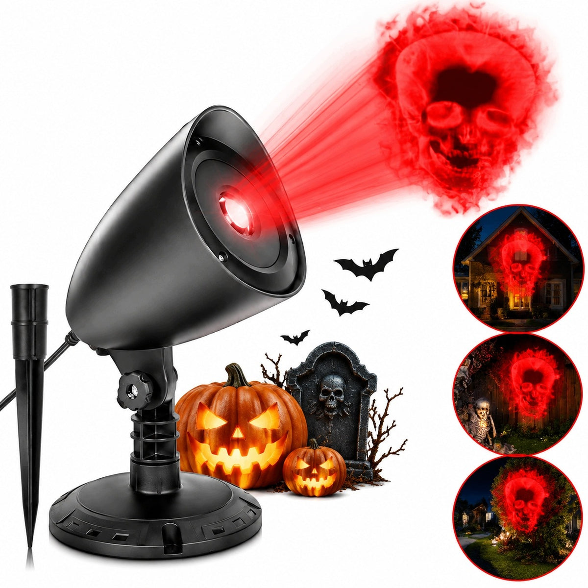 HALLOWEEN LED PROJECTOR 3D SKULL FOR WALL AND WINDOW